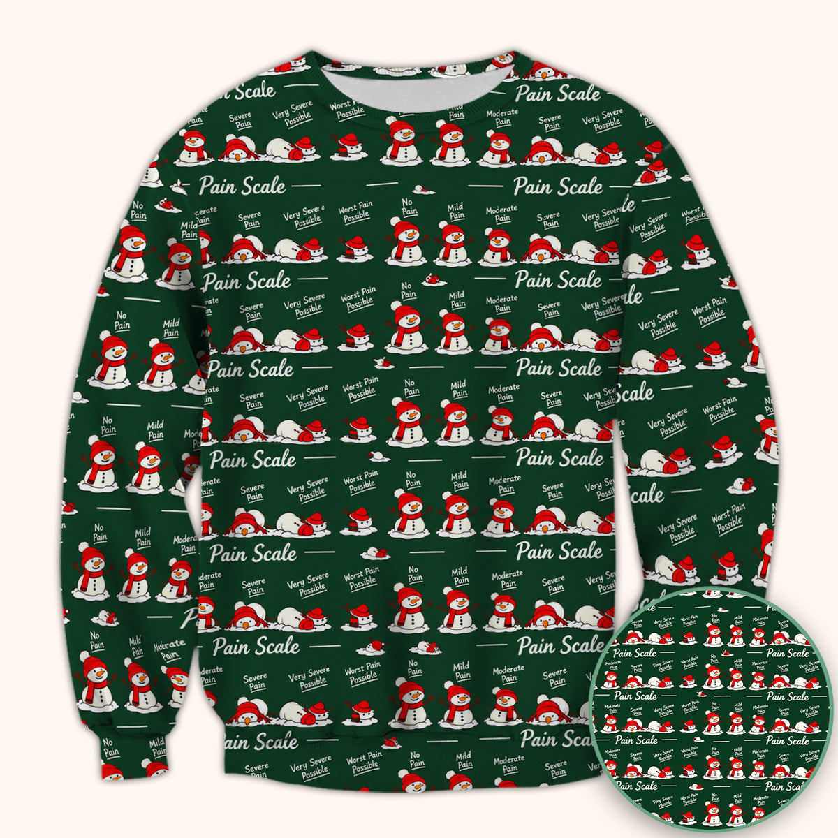 Funny Christmas Snowman Pain Scale Scrub Top, Comfortable Scrubs for Nurses