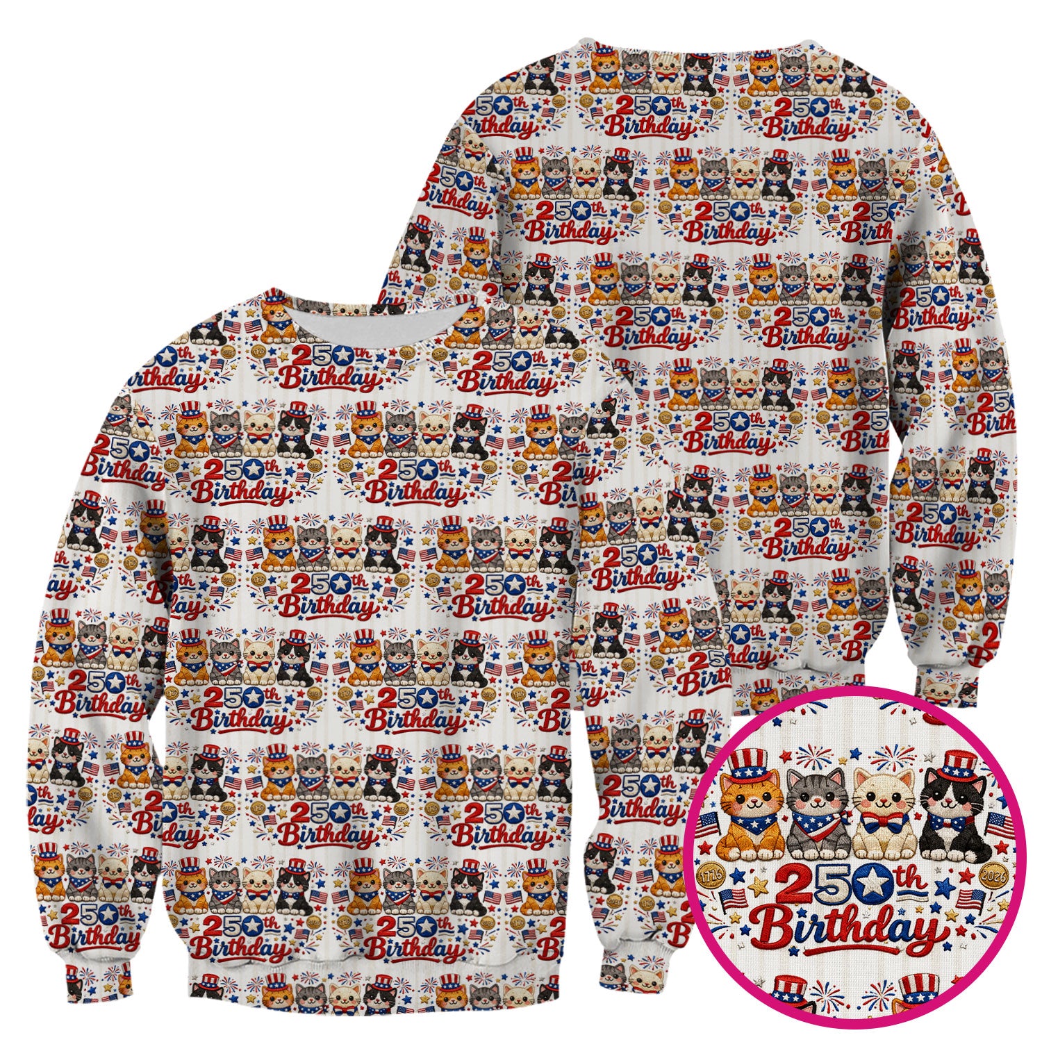 America 250th Anniversary Cat Pattern Scrub Top, Comfortable Scrubs for Nurses