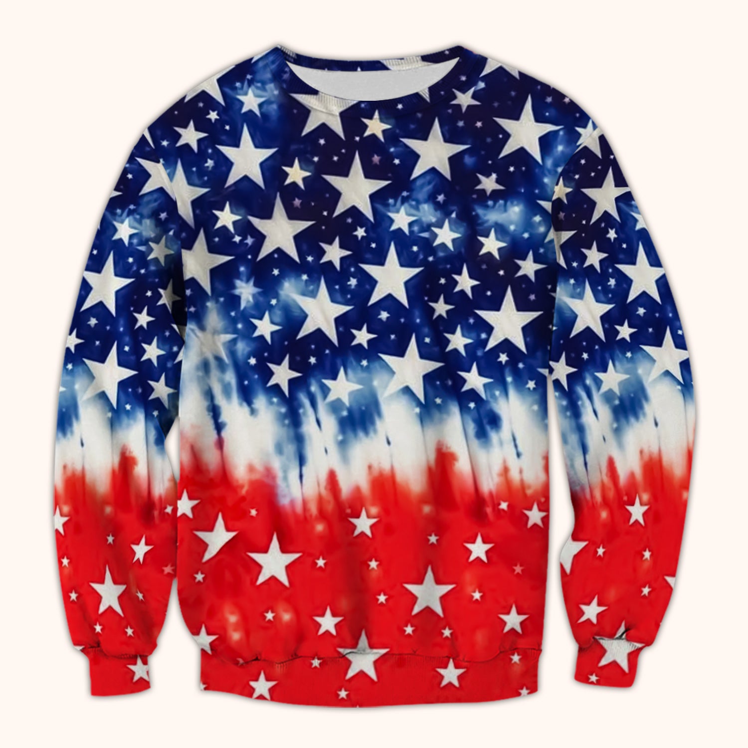 Patriotic Stars Tie Dye Pattern Scrub Top, Comfortable Scrubs for Nurses