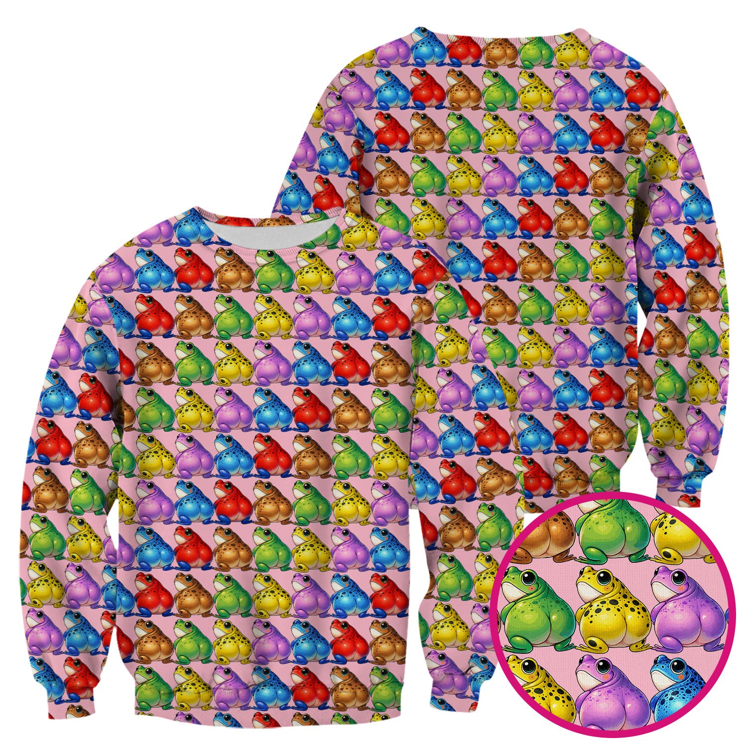 Funny Colorful Frogs Pattern Scrubs Top, Comfortable Scrubs for Nurses