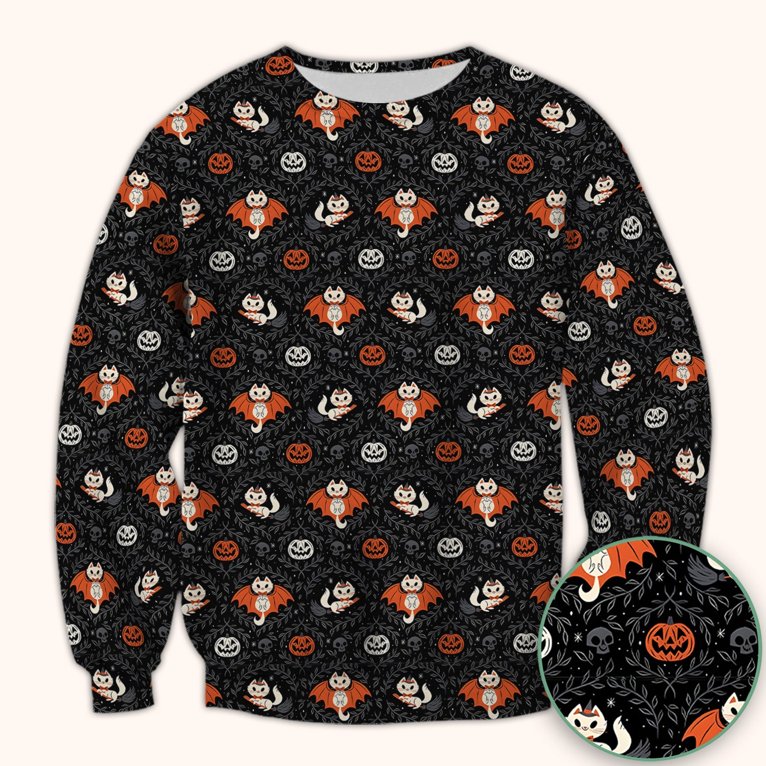 Cute Halloween Vampire Cat Pattern Scrub Top, Comfortable Scrubs for Nurses