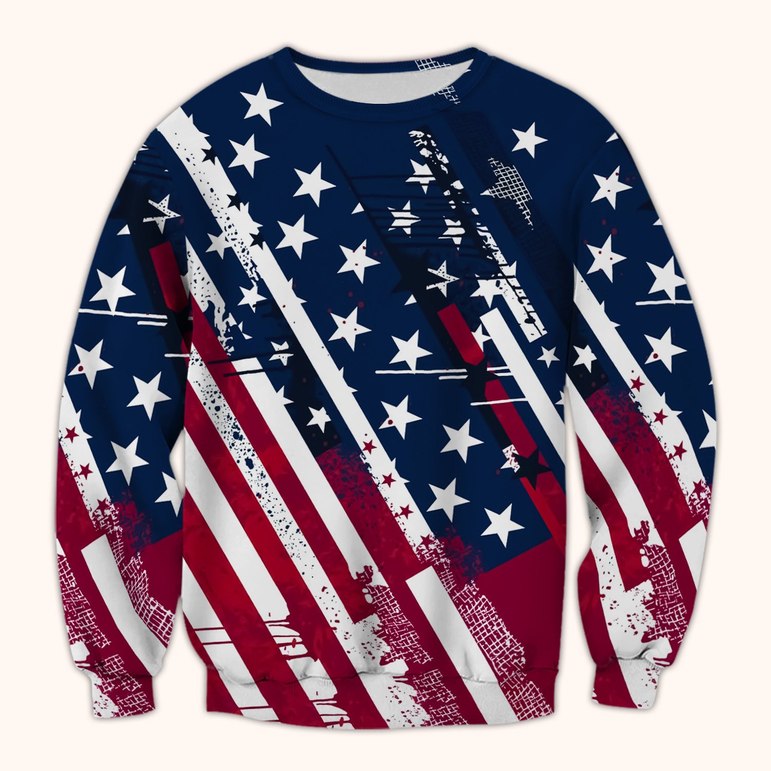 Patriotic USA Flag Stars And Stripes Grunge Pattern Scrub Top, Breathable Fabrics Nursing Uniform
