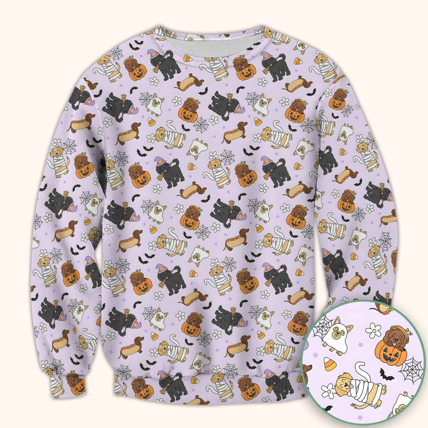 Cute Halloween Costumed Pets Scrub Top, Comfortable Scrubs for Nurses
