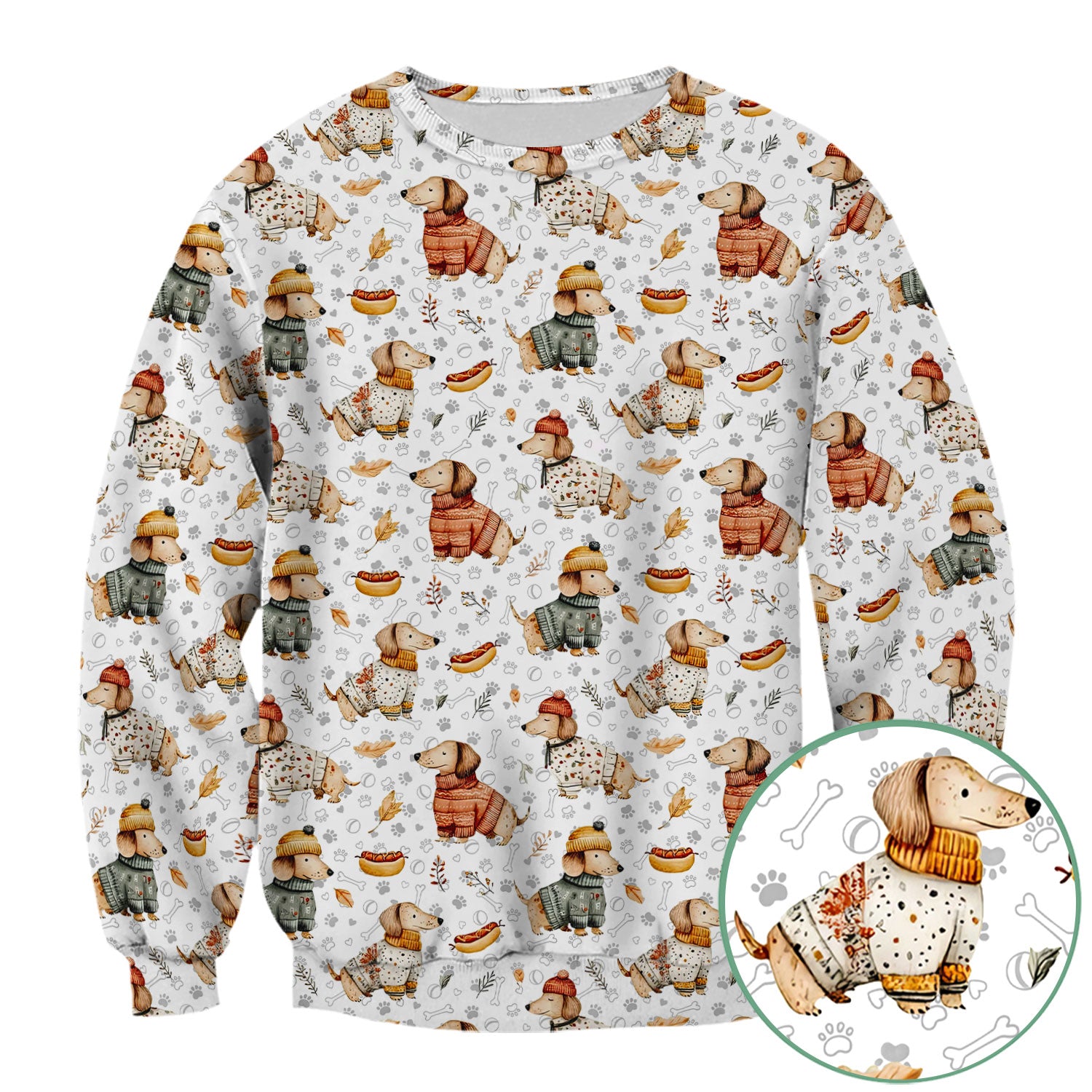Fall Wiener Dog Nurse Scrub Top - Cozy Sausage Dog Autumn Medical Shirt for Women RN CNA LPN - Thanksgiving Gift