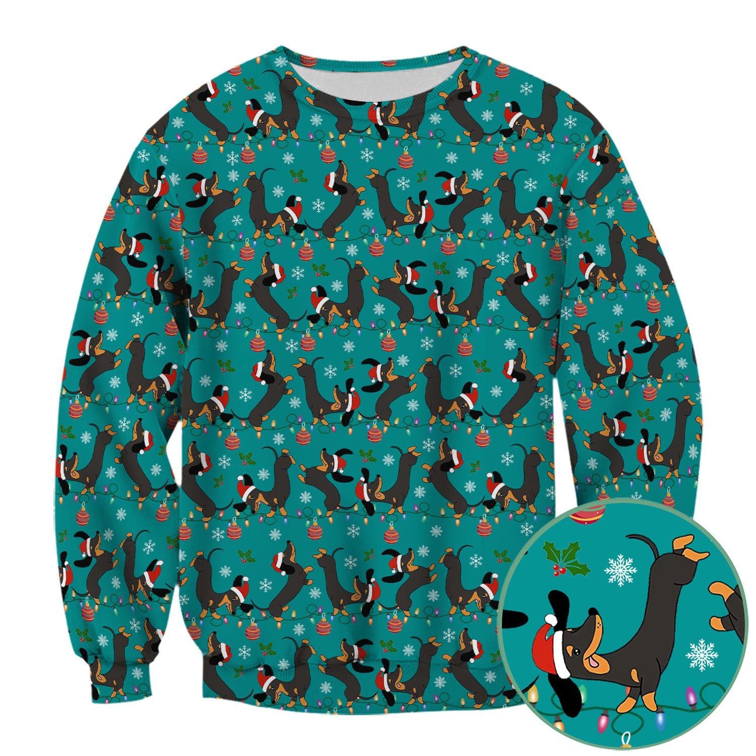 Festive Dachshund Christmas Scrub Top - Adorable Holiday Wiener Dog Nurse Shirt for Women - Cute Medical Uniform for RN CNA LPN