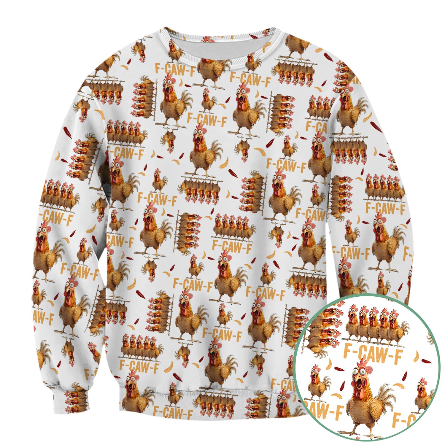 Funny Chicken Nurse Scrub Top for Women - Crazy Rooster F-CAW-F Medical Shirt - Quirky Farm Animal Nursing Uniform Gift RN LPN CNA