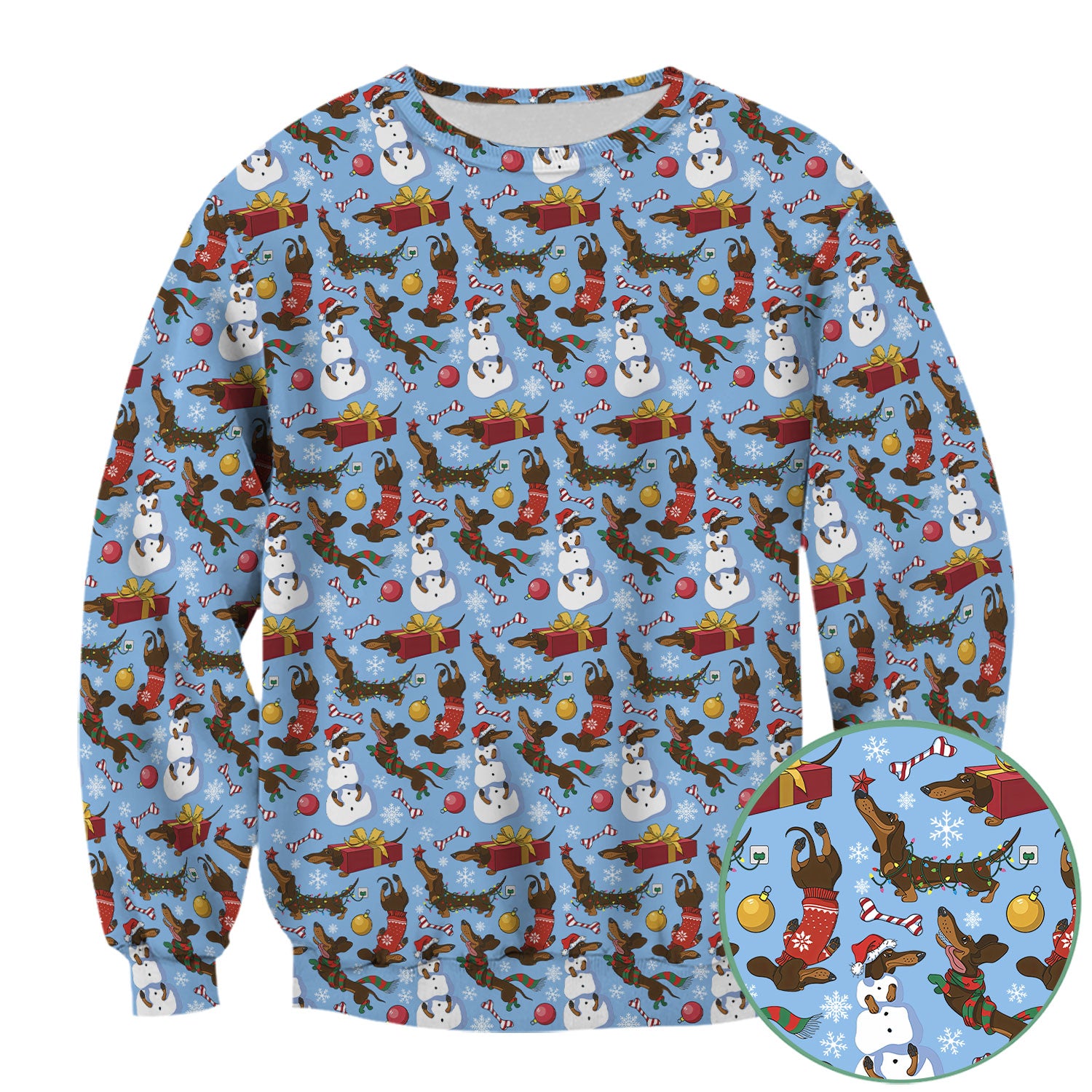 Christmas Nurse Scrubs for Women - Dachshund Dog & Snowman Print - Custom Multi Color Nursing Shirt Holiday Gift