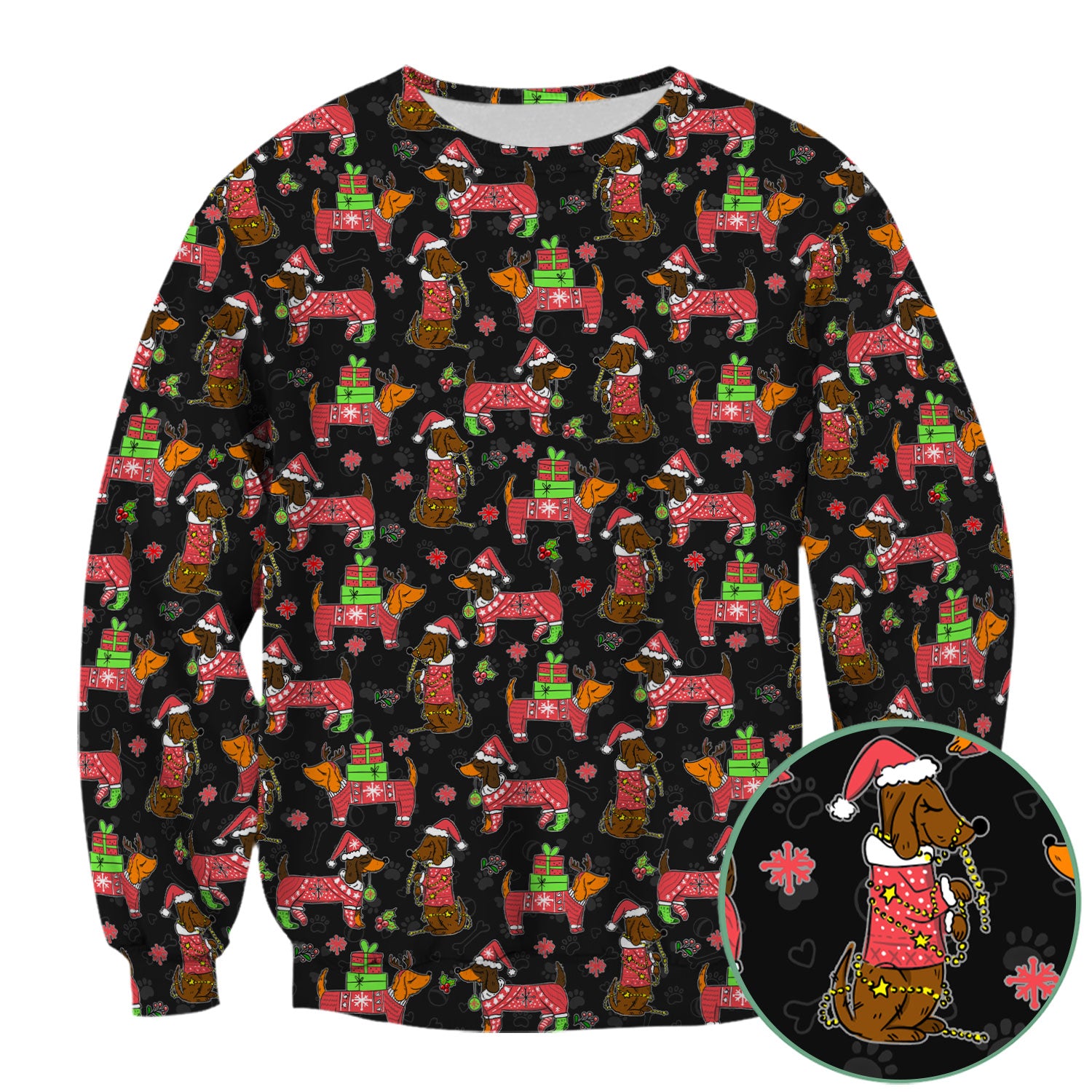 Christmas Wiener Dog Nurse Scrub Shirt - Cute Dachshund in Santa Hat - Funny Holiday Medical Uniform RN LPN CNA Gift for Women
