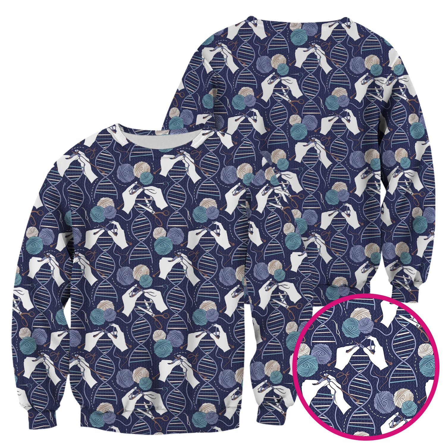 DNA Helix Yarn Pattern Scrub Top, Comfortable Scrubs for Nurses