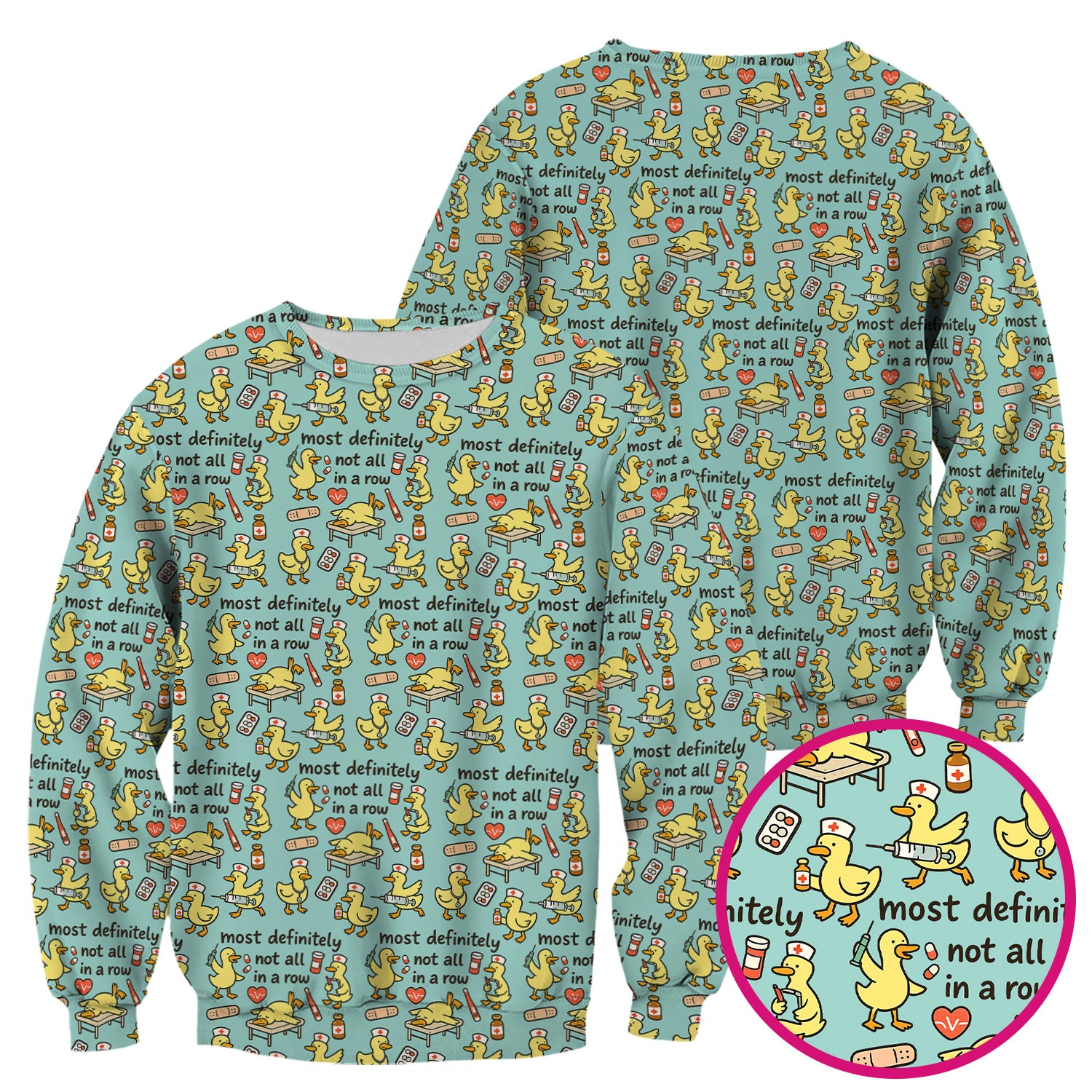 Funny Nurse Duck Medical Humor Pattern Scrub Top, Comfortable Scrubs for Nurses