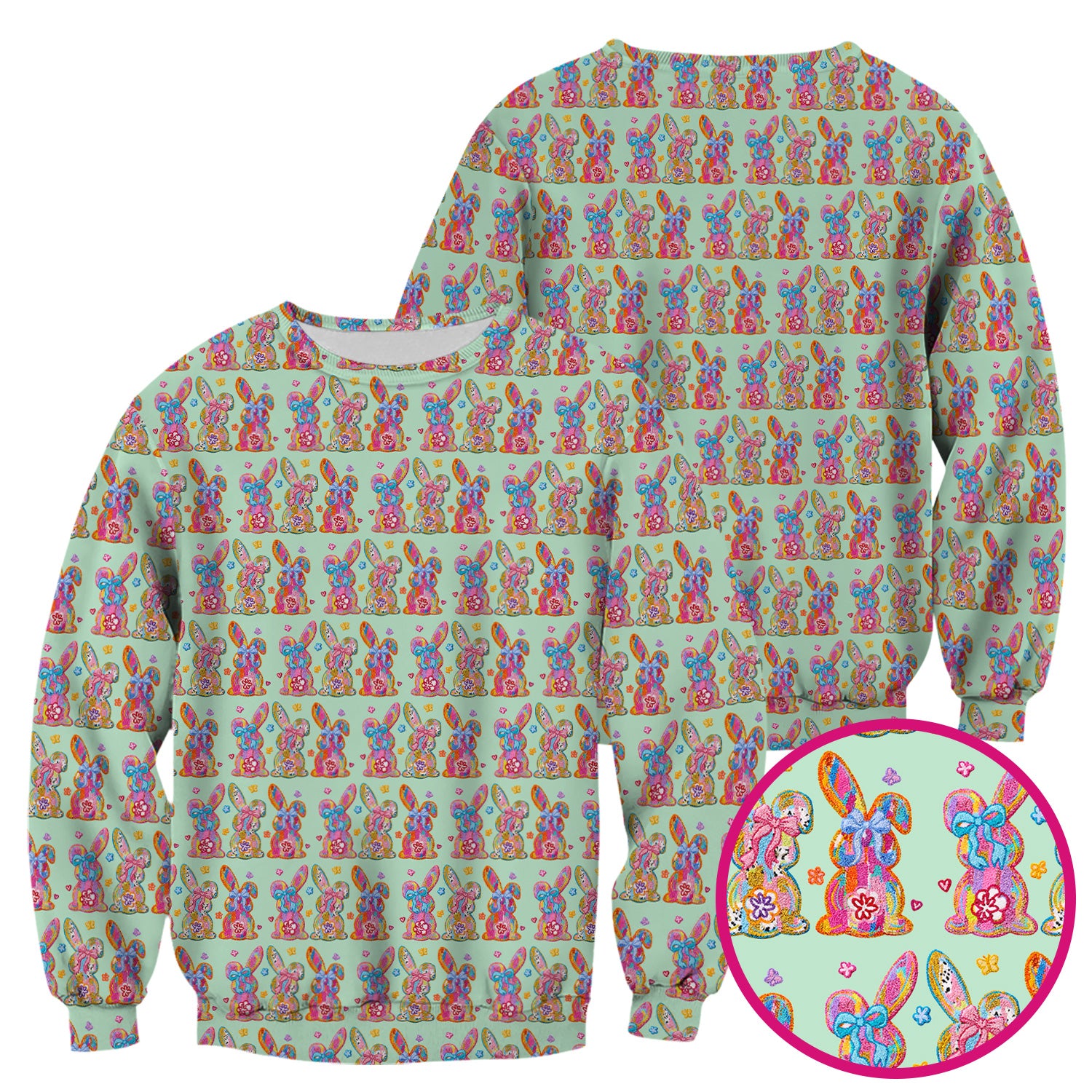 Cute Pastel Bunny Floral Pattern Scrub Top, Comfortable Scrubs for Nurses, Easter