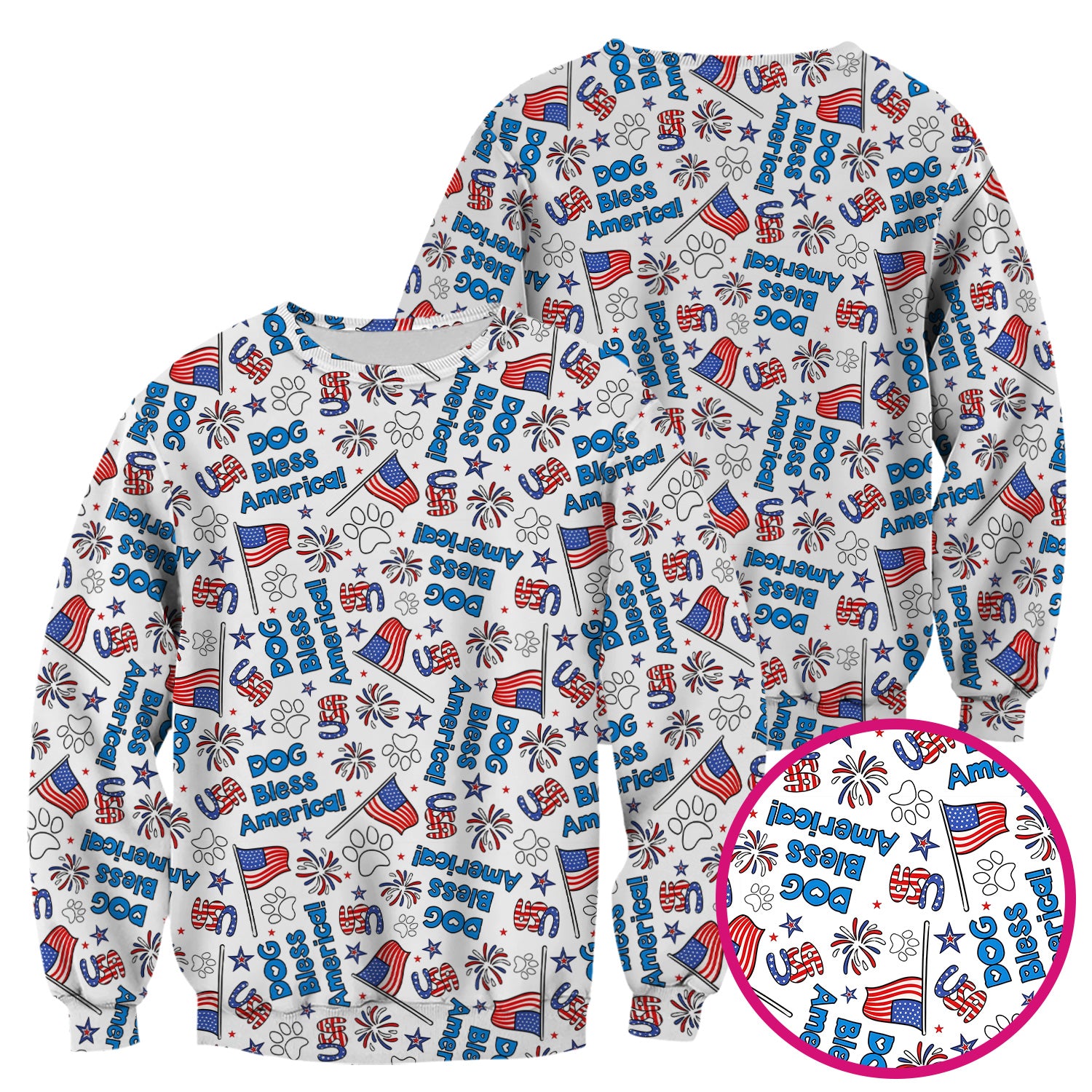 Funny Patriotic Dog Bless America Flag Pattern Scrub Top, Comfortable Scrubs for Nurses