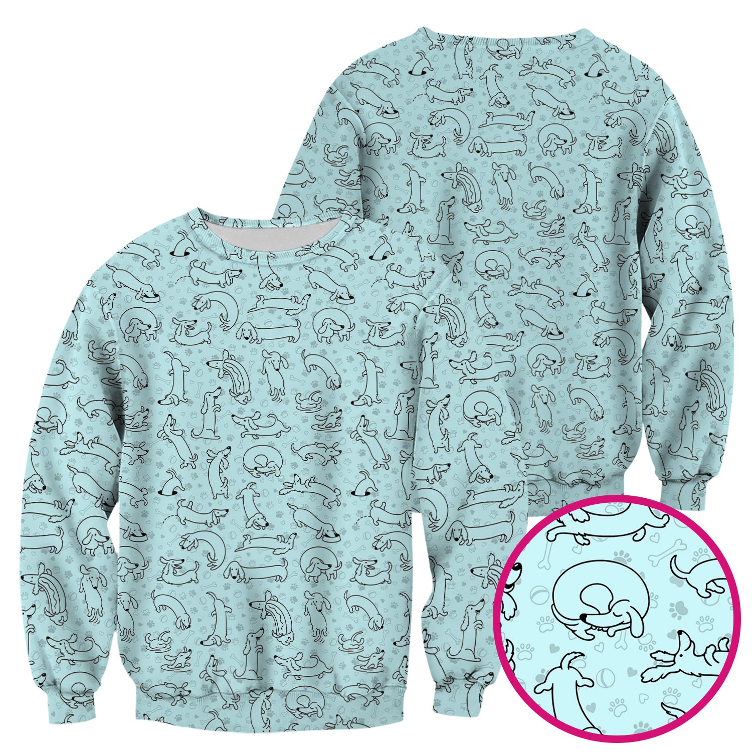 Playful Dachshund Dog Line Art Print Scrub Top, Comfortable Scrubs for Nurses