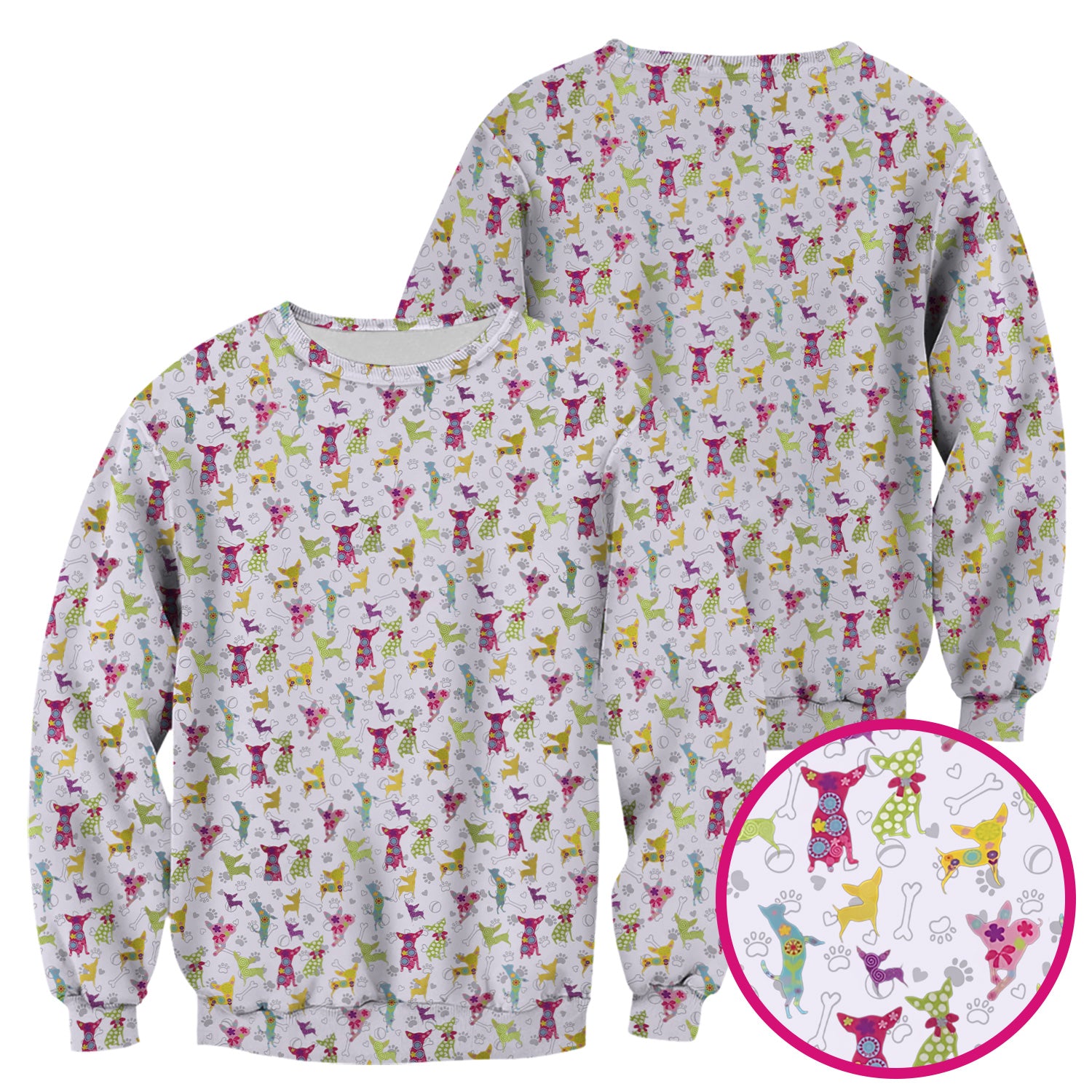 Colorful Playful Dog Print Nurse Scrub Top, Comfortable Scrubs for Nurses