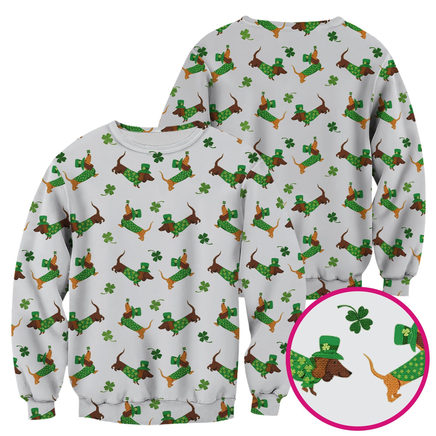 St. Patrick’s Day Dachshund Scrub Top, Funny Wiener Dog Nurse Shirt, Breathable Fabrics Nursing Uniform