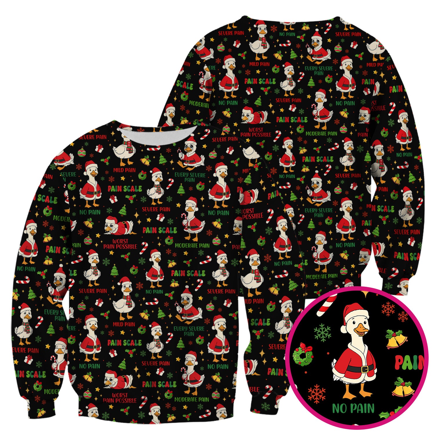 Christmas Nurse Scrub Top - Funny Goose Pain Scale - Cute Holiday Medical Uniform for Women