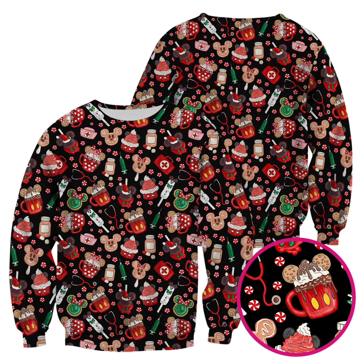 Funny Gingerbread Christmas Scrub Top - Cute Candy Cupcake Nurse Shirt - Holiday Medical Uniform RN CNA LPN