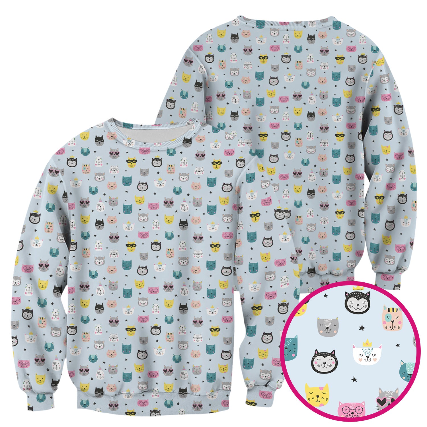 Cute Colorful Cat Pattern Scrub Top, Comfortable Scrubs for Nurses