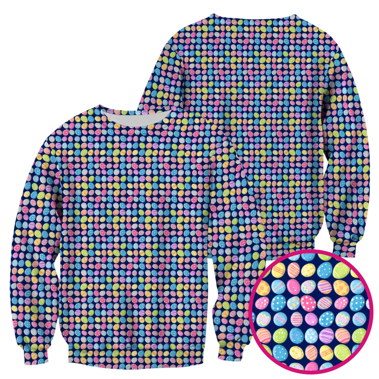 Colorful Easter Eggs Pattern Scrub Top, Comfortable Scrubs for Nurses