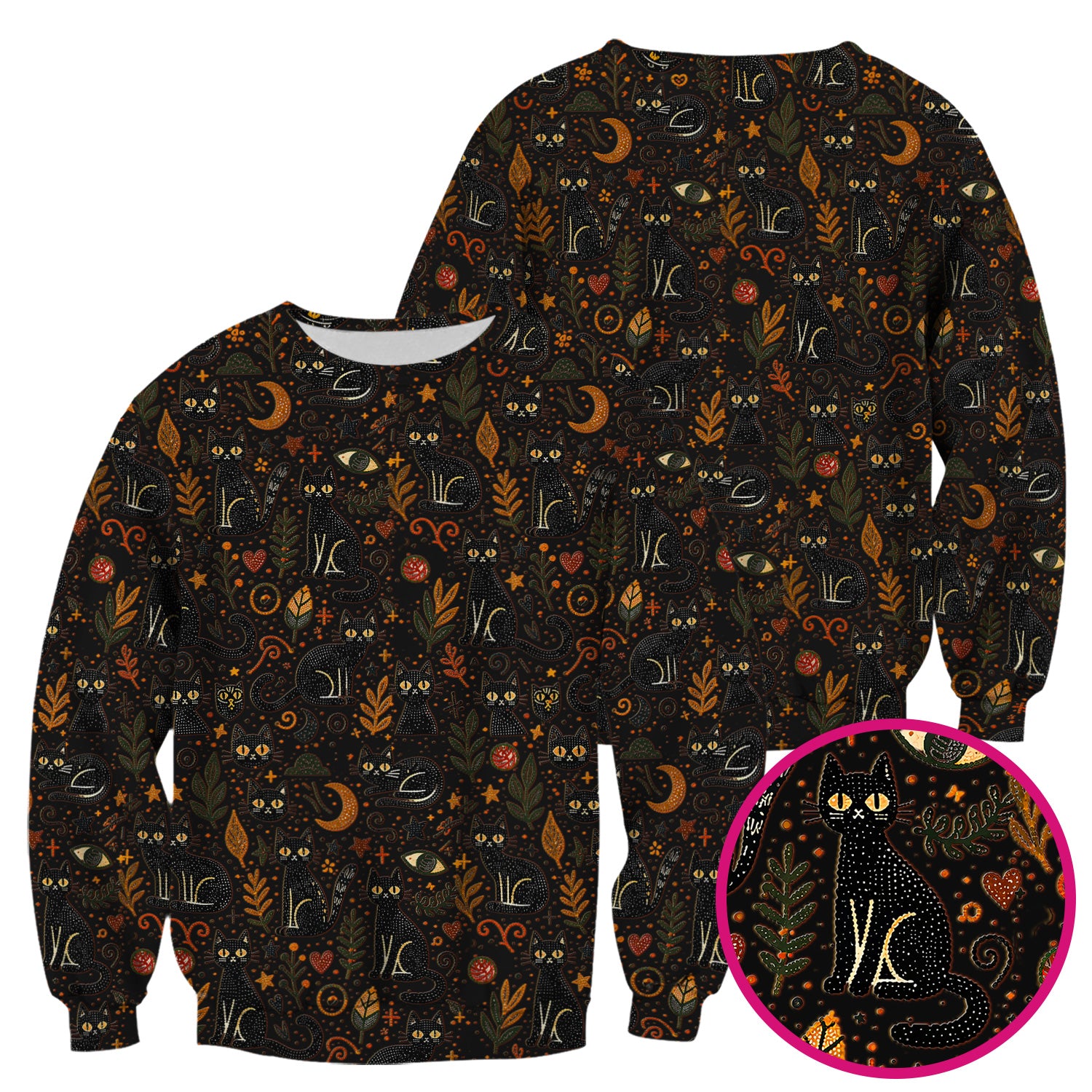 Mystic Black Cat Celestial Doodle Pattern Scrub Top, Comfortable Scrubs for Nurses