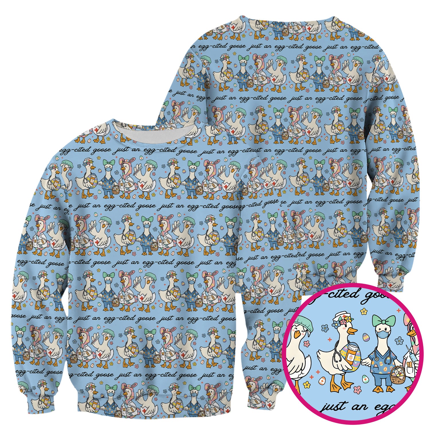 Funny Easter Nurse Goose Pattern Scrub Top, Comfortable Scrubs for Nurses