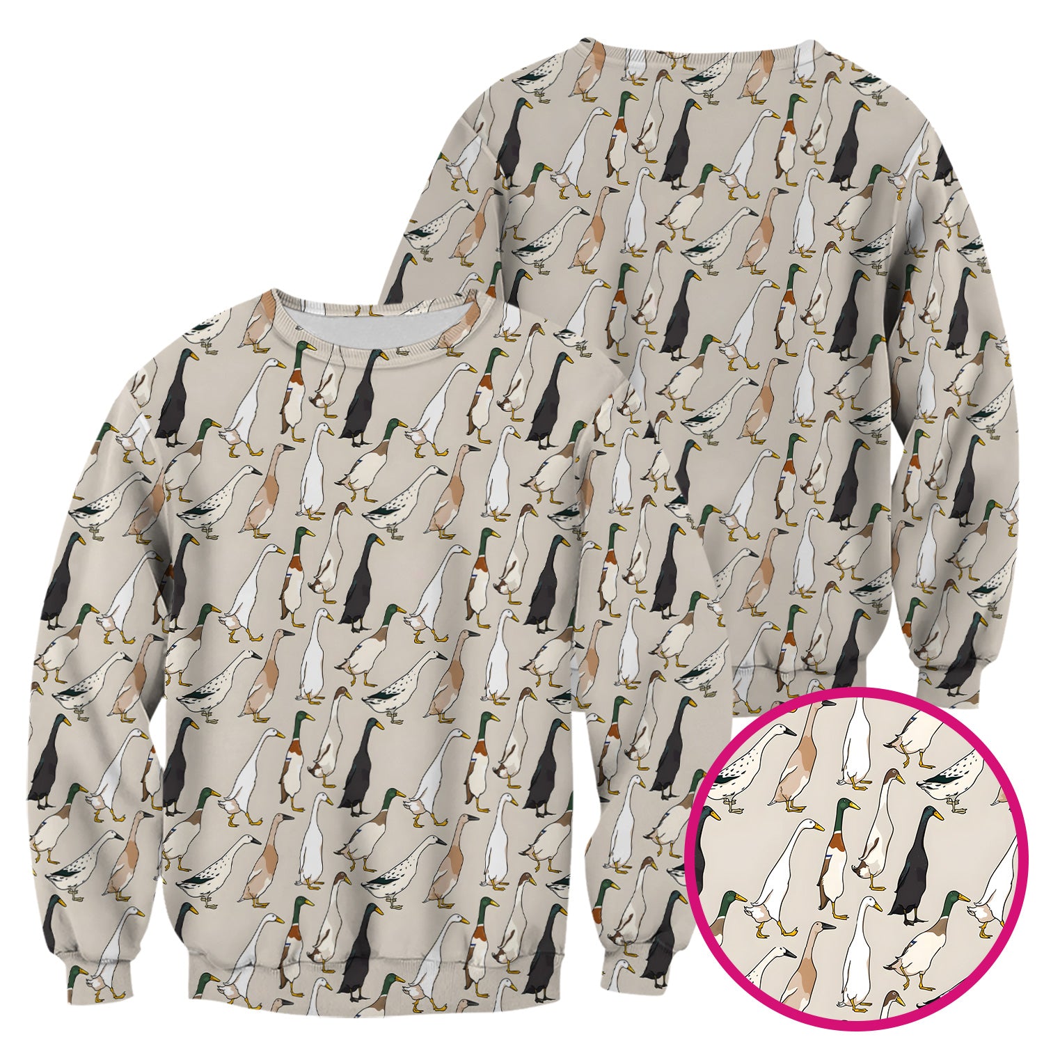 Duck Farm Animal Pattern Scrub Top Scrub Top, Breathable Fabrics Nursing Uniform