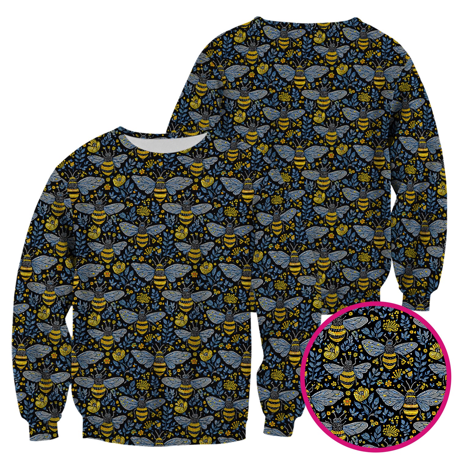 Honey Bee And Wildflower Garden Pattern Scrub Top, Comfortable Scrubs for Nurses
