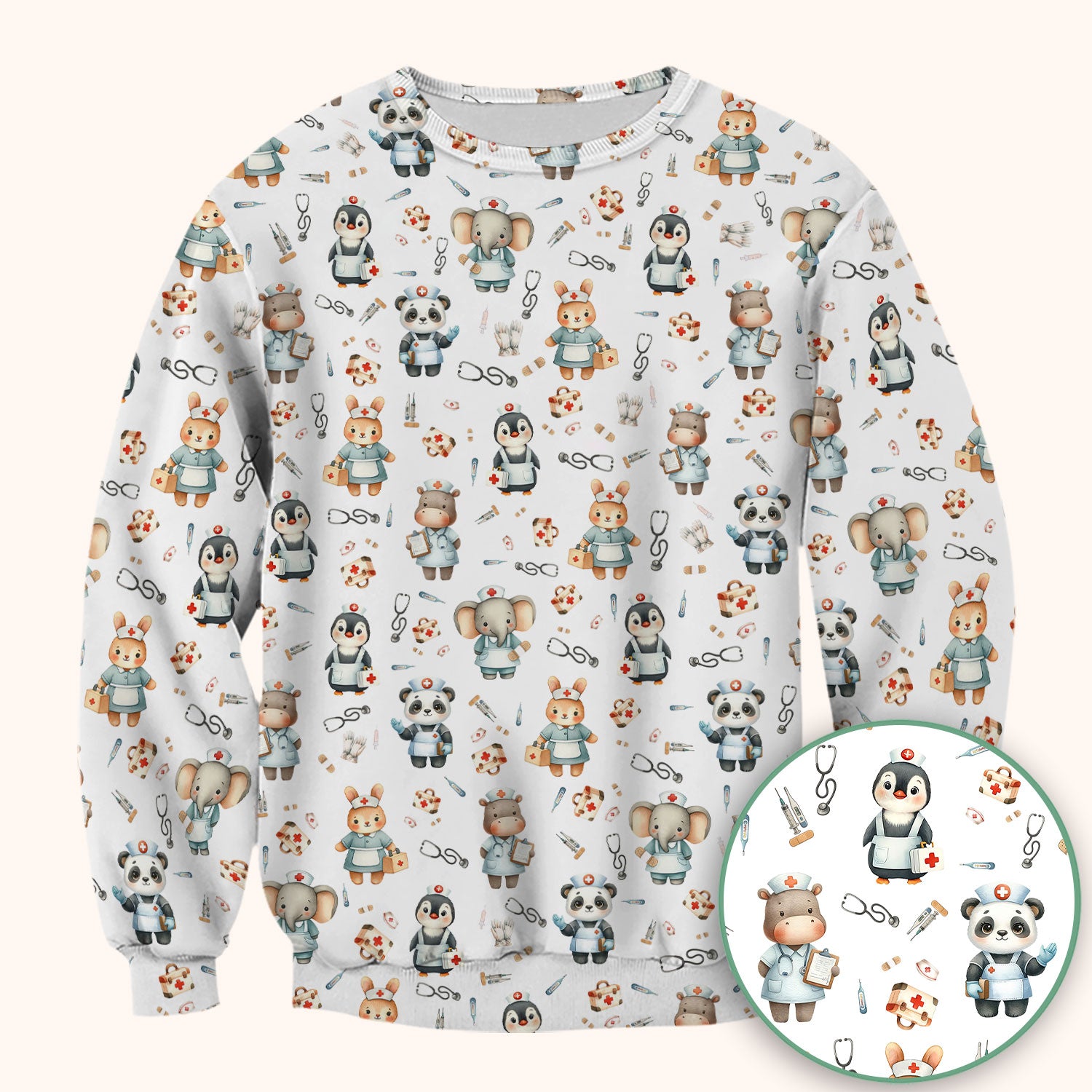 Cute Animal Scrub Top for Women - Funny Panda Rabbit Penguin Shirt - Breathable Med Uniform - Comfortable Scrubs for Nurses