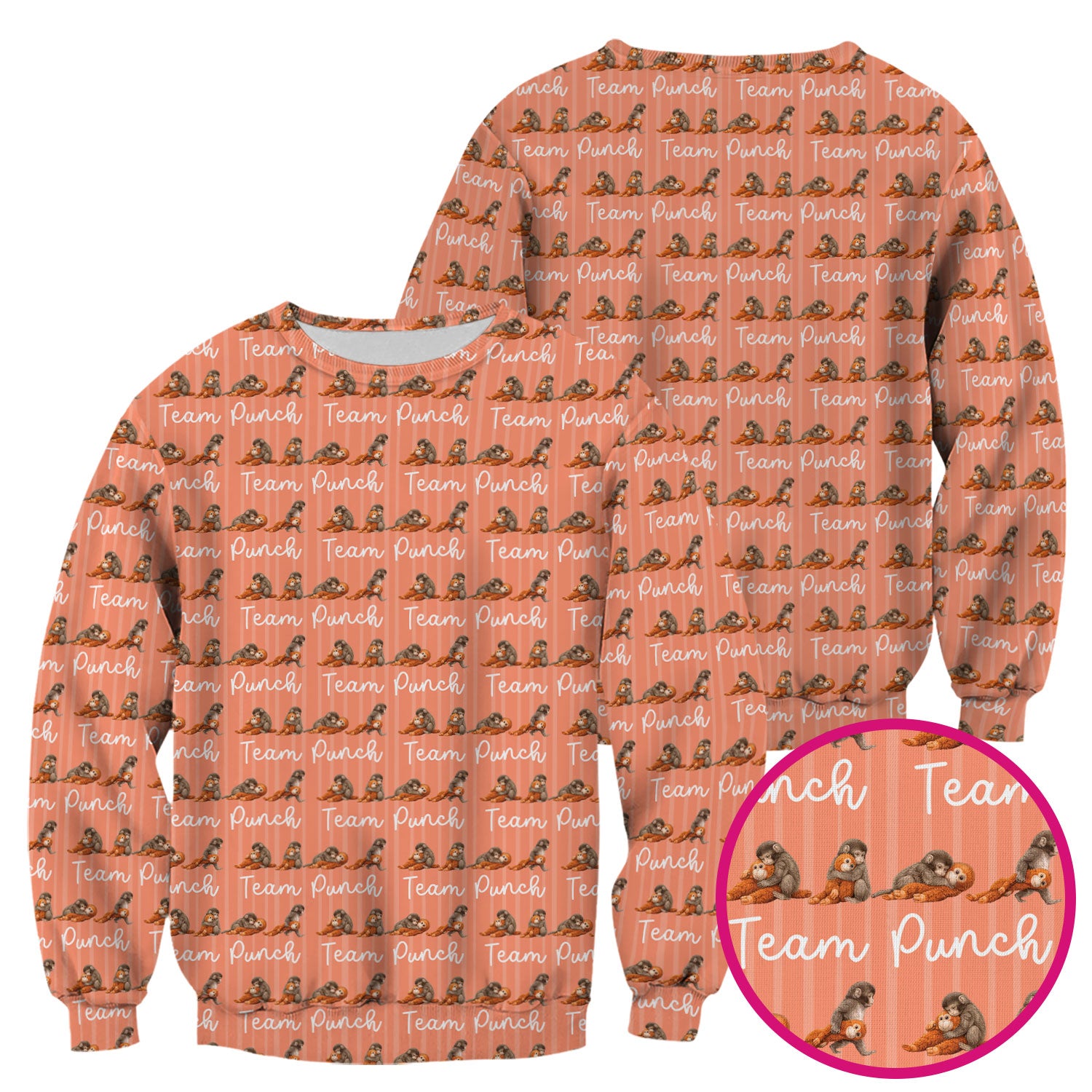 Funny Monkey Team Punch Scrub Top, Breathable Fabrics Nursing Uniform