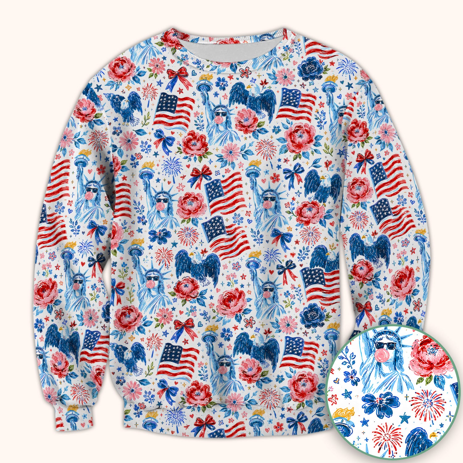 Patriotic Liberty Nurse Pattern Scrub Top, Comfortable Scrubs for Nurses