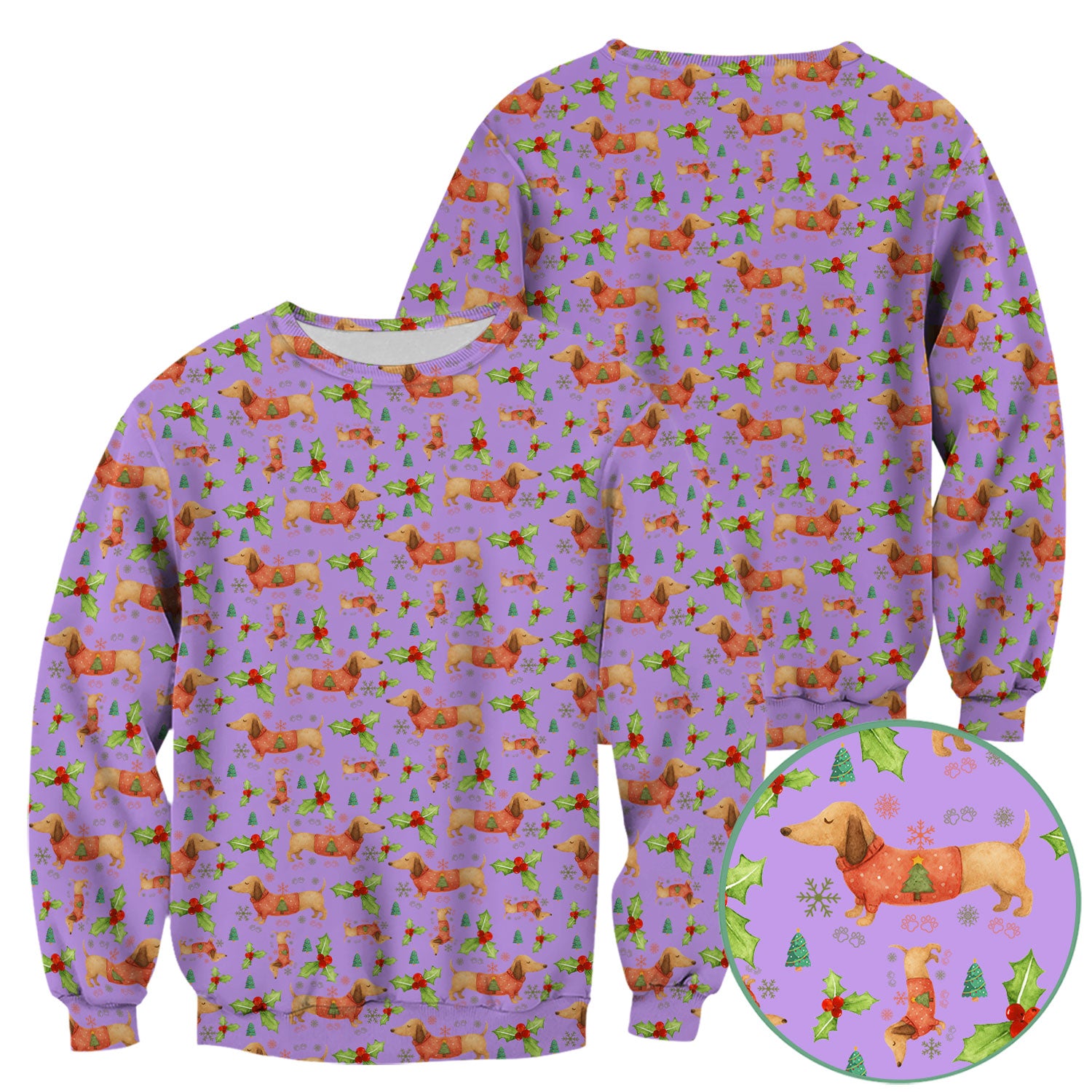 Festive Dachshund Scrub Top - Cute Sausage Dog Christmas Medical Uniform - Wiener Puppy Lover Gift