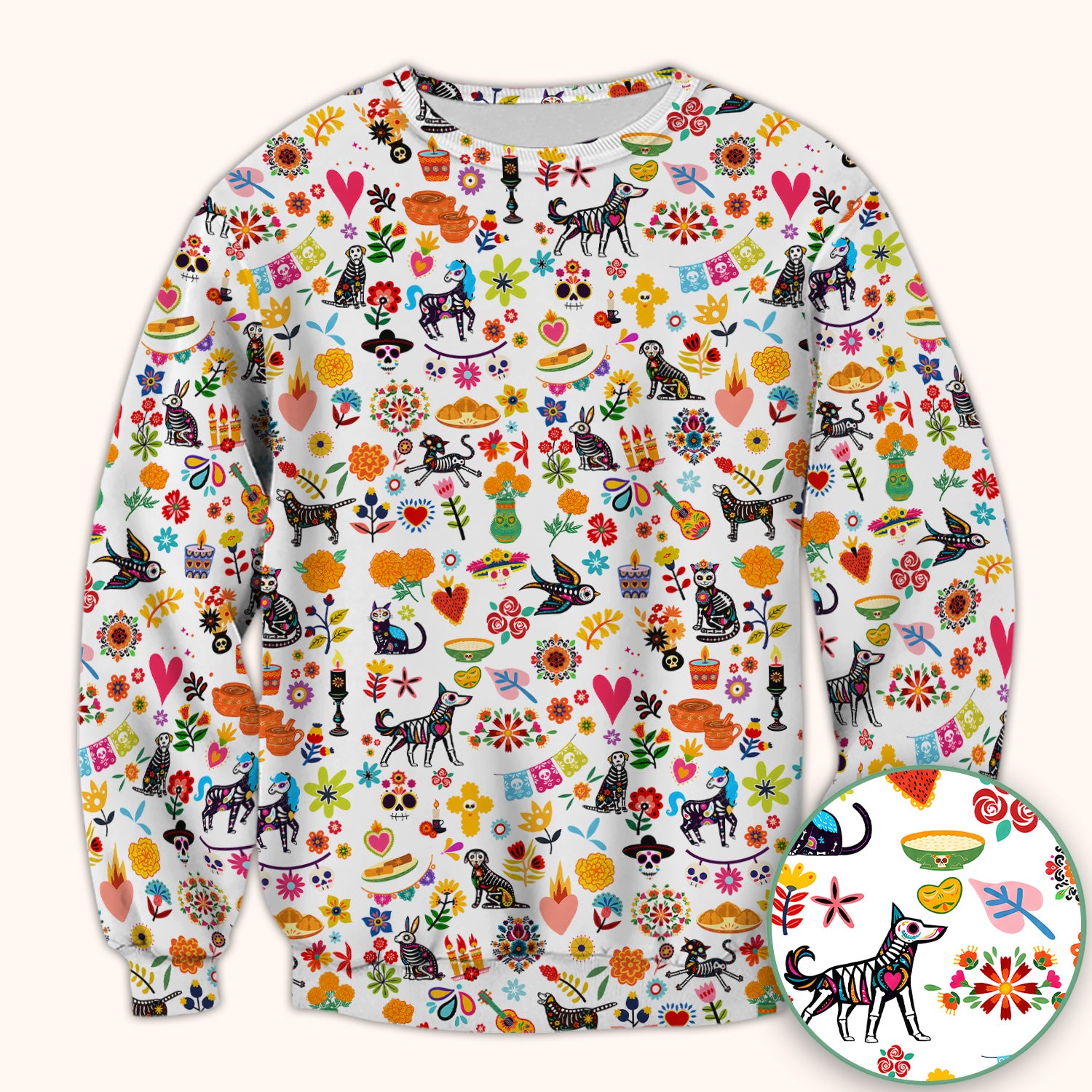 Day Of The Dead Sugar Skull Print Scrub Top, Comfortable Scrubs for Nurses