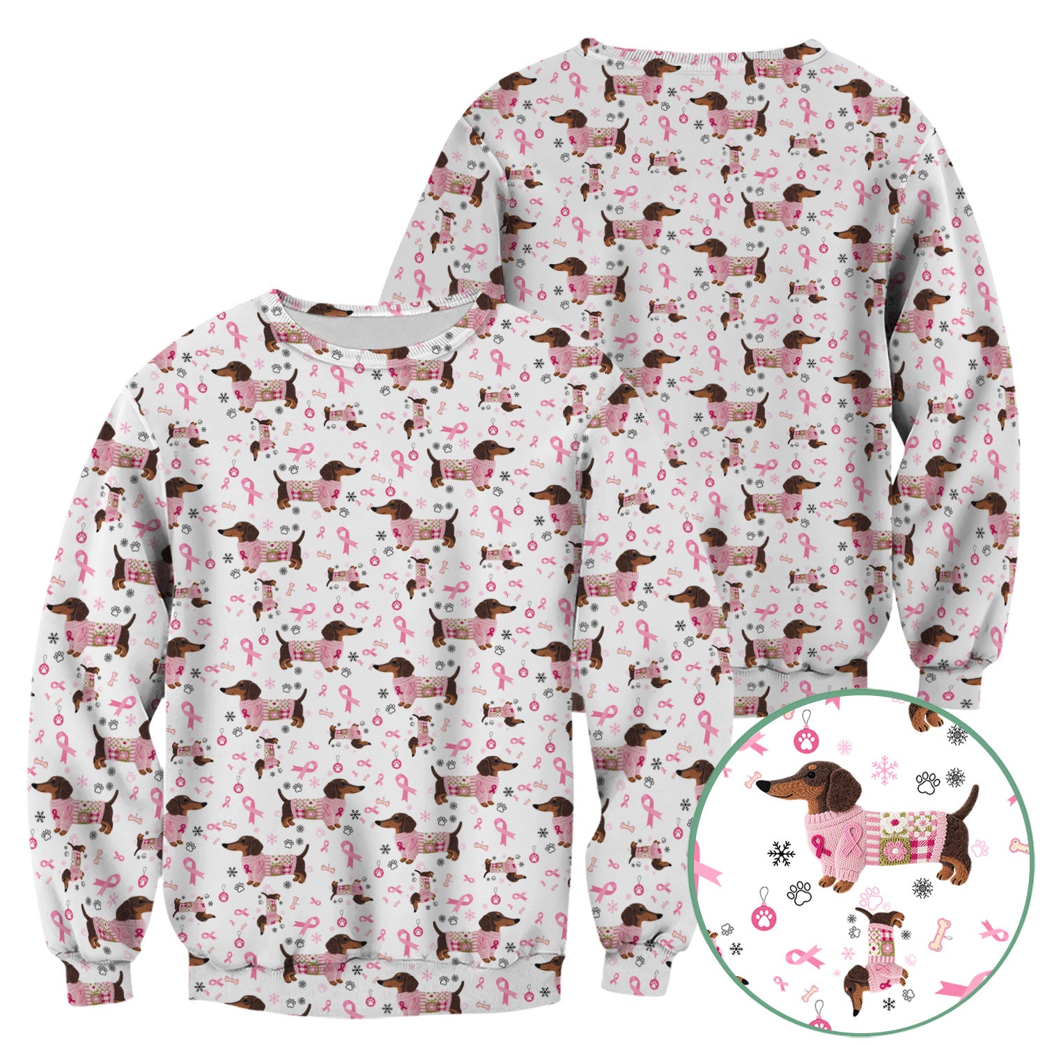 Dachshund Breast Cancer Awareness Scrub - Puppy Dog Pink Ribbon Nurse Shirt - Wiener Support Fight Cancer Gift