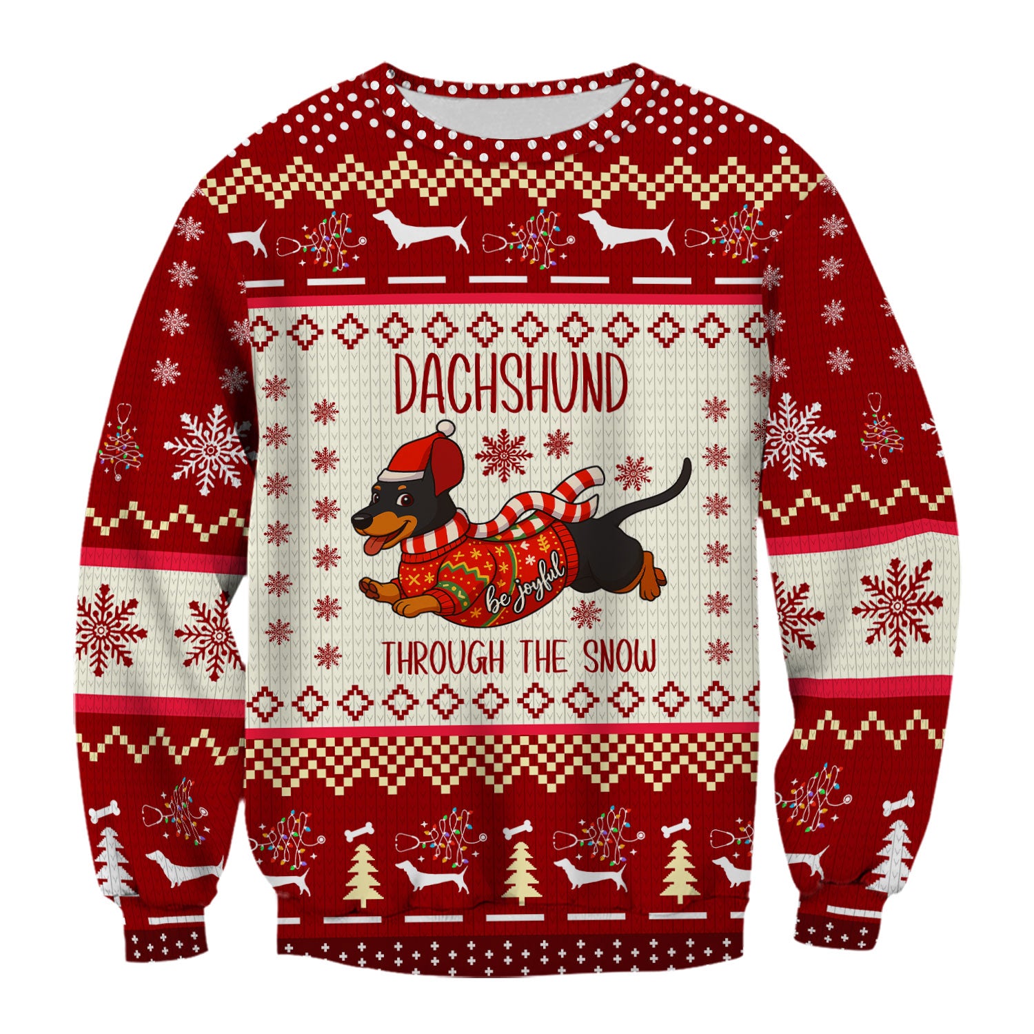 Wiener Dog Through The Snow Christmas Scrub Top - Cute Dachshund Nurse Shirt - Funny Holiday Medical Uniform