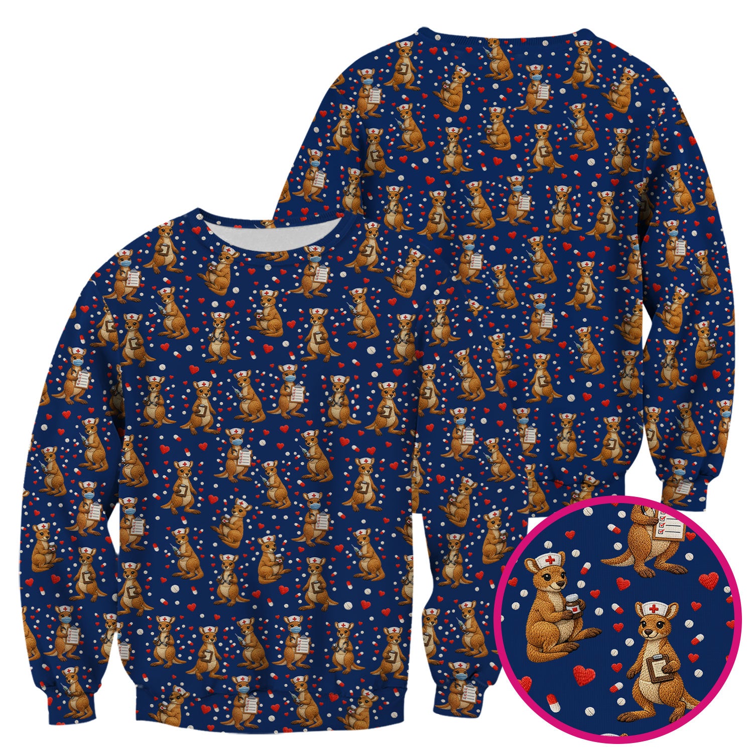 Kangaroo Nurse Scrub Top, Cute Medical Uniform For Women, Comfortable Scrubs For Nurses
