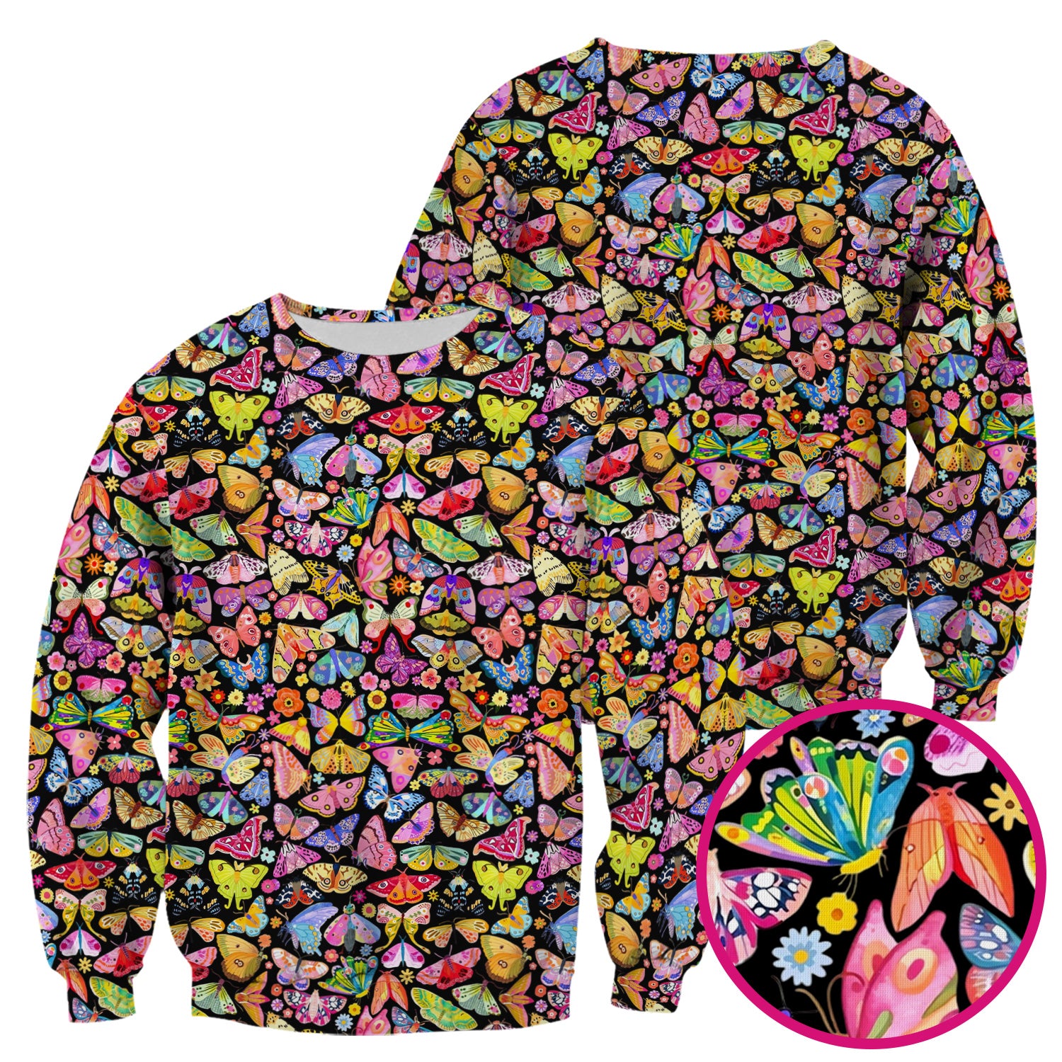 Cute Bright Butterfly Moth Floral Scrub Top, Comfortable Scrubs for Nurses