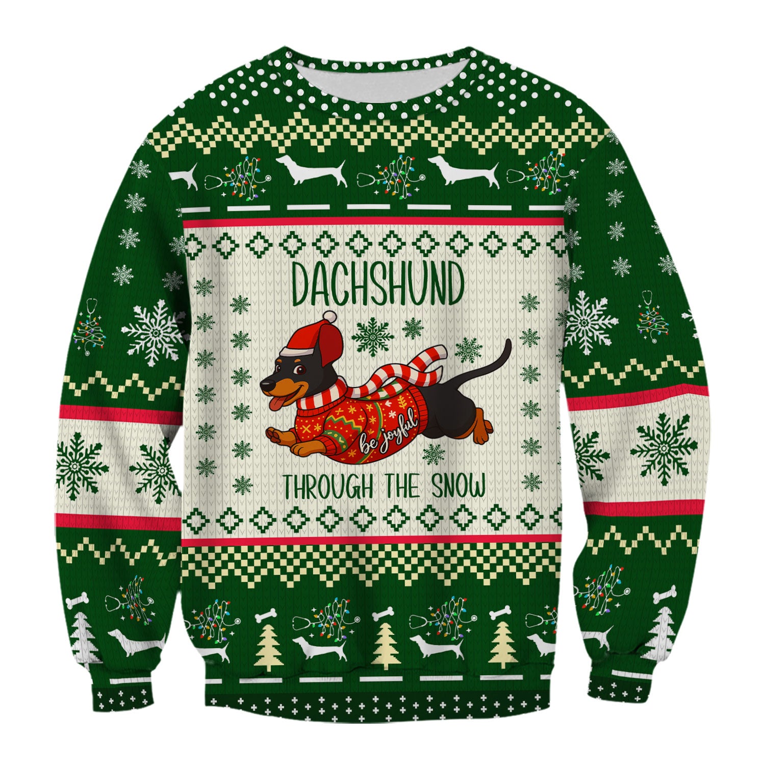 Wiener Dog Through The Snow Christmas Scrub Top - Cute Dachshund Nurse Shirt - Funny Holiday Medical Uniform
