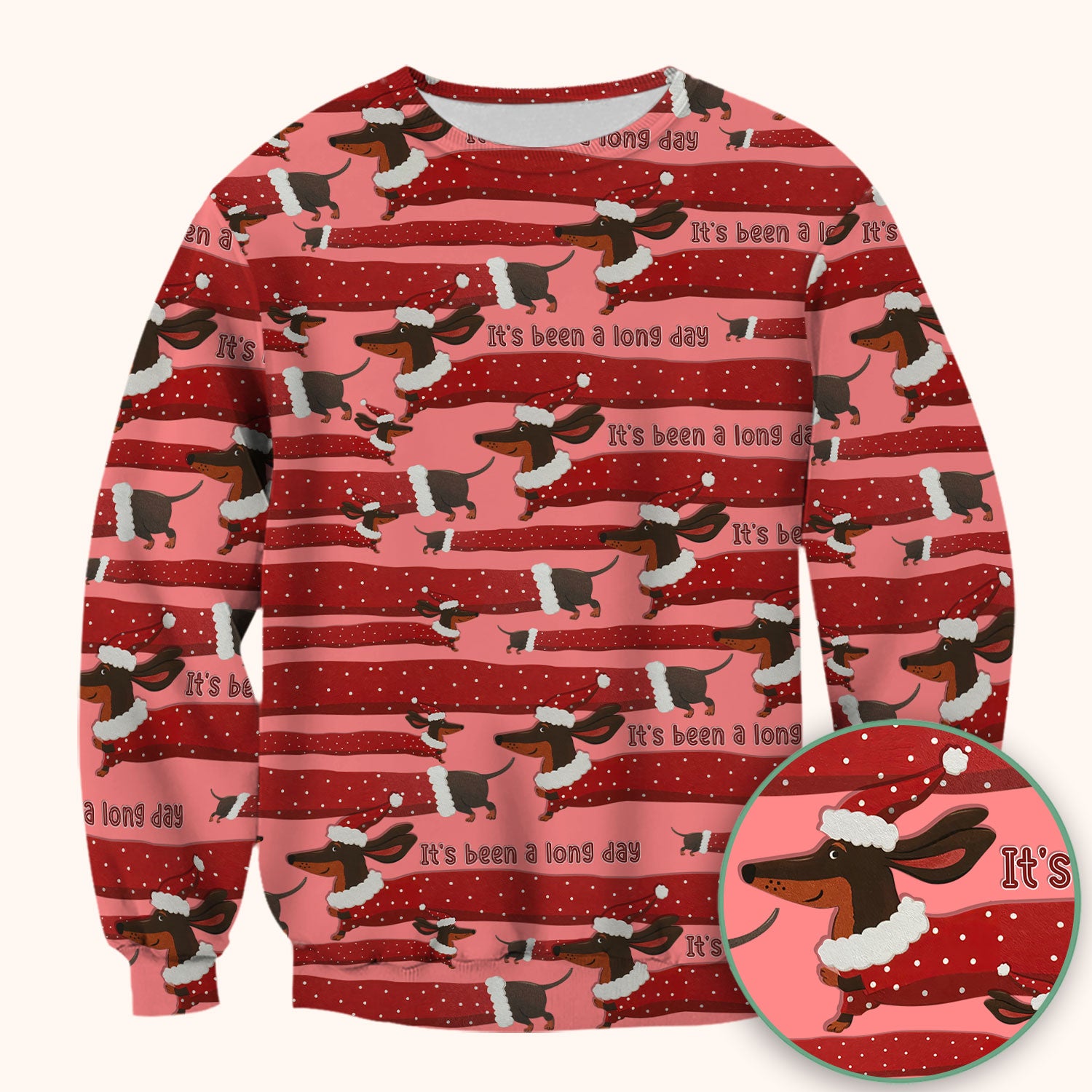 Funny Dachshund Christmas Scrub Top - It's Been a Long Day Shirt - Cute Wiener Dog Holiday Medical Uniform for Women