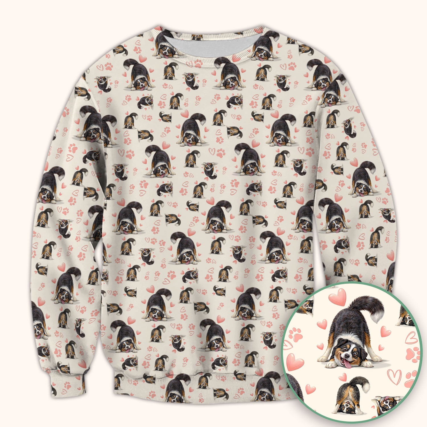 Playful Dog Heart Medical Print Scrub Top, Breathable Fabrics Nursing Uniform