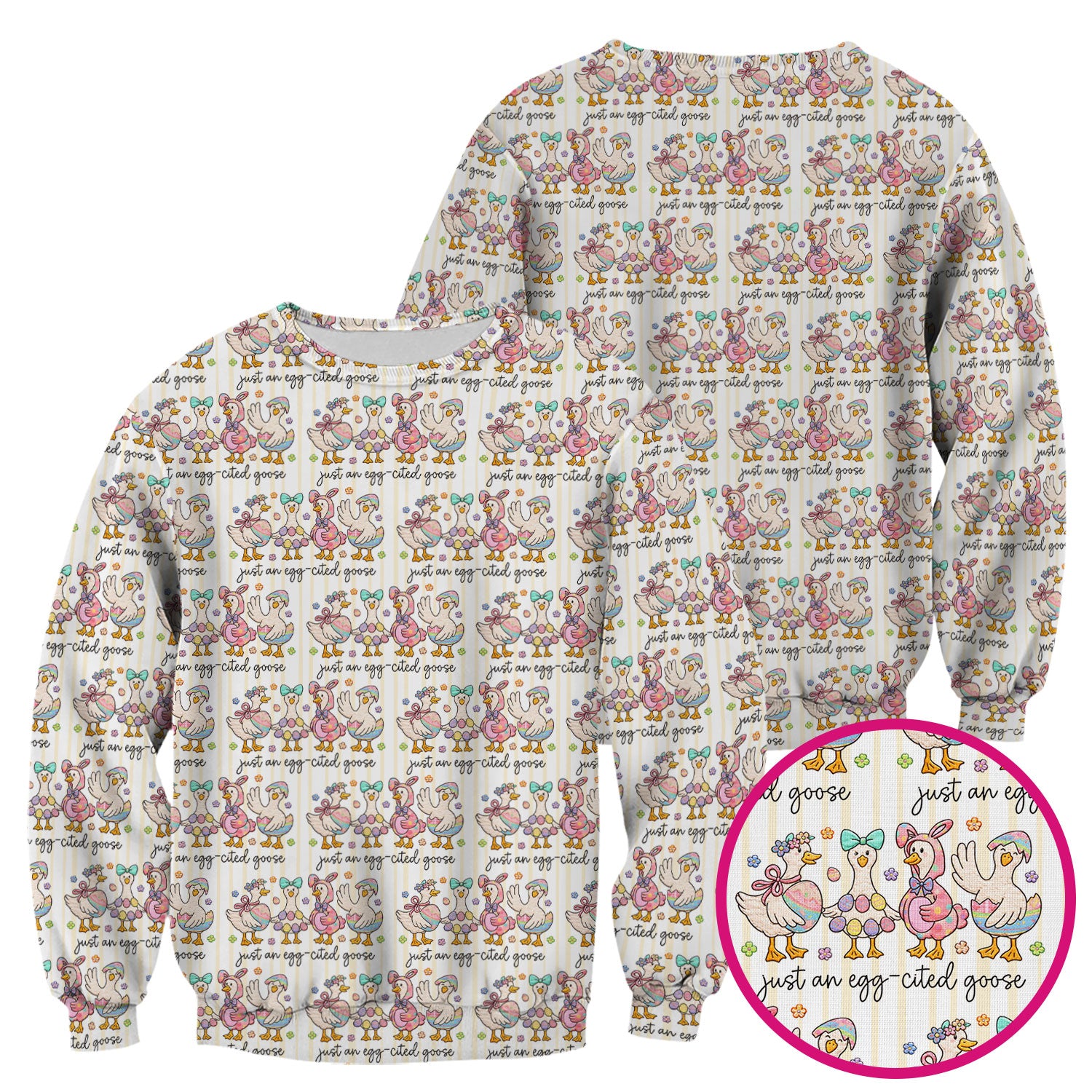 Cute Easter Goose Egg Pattern Scrubs Top, Breathable Fabrics Nursing Uniform