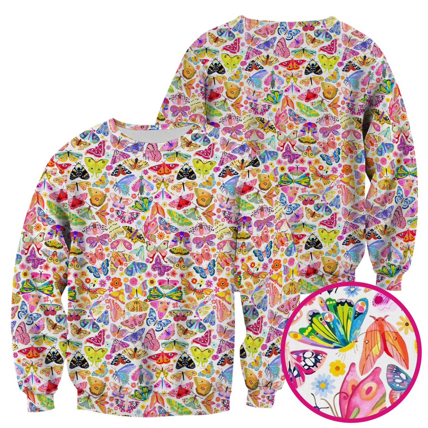Cute Bright Butterfly Moth Floral Scrub Top, Comfortable Scrubs for Nurses