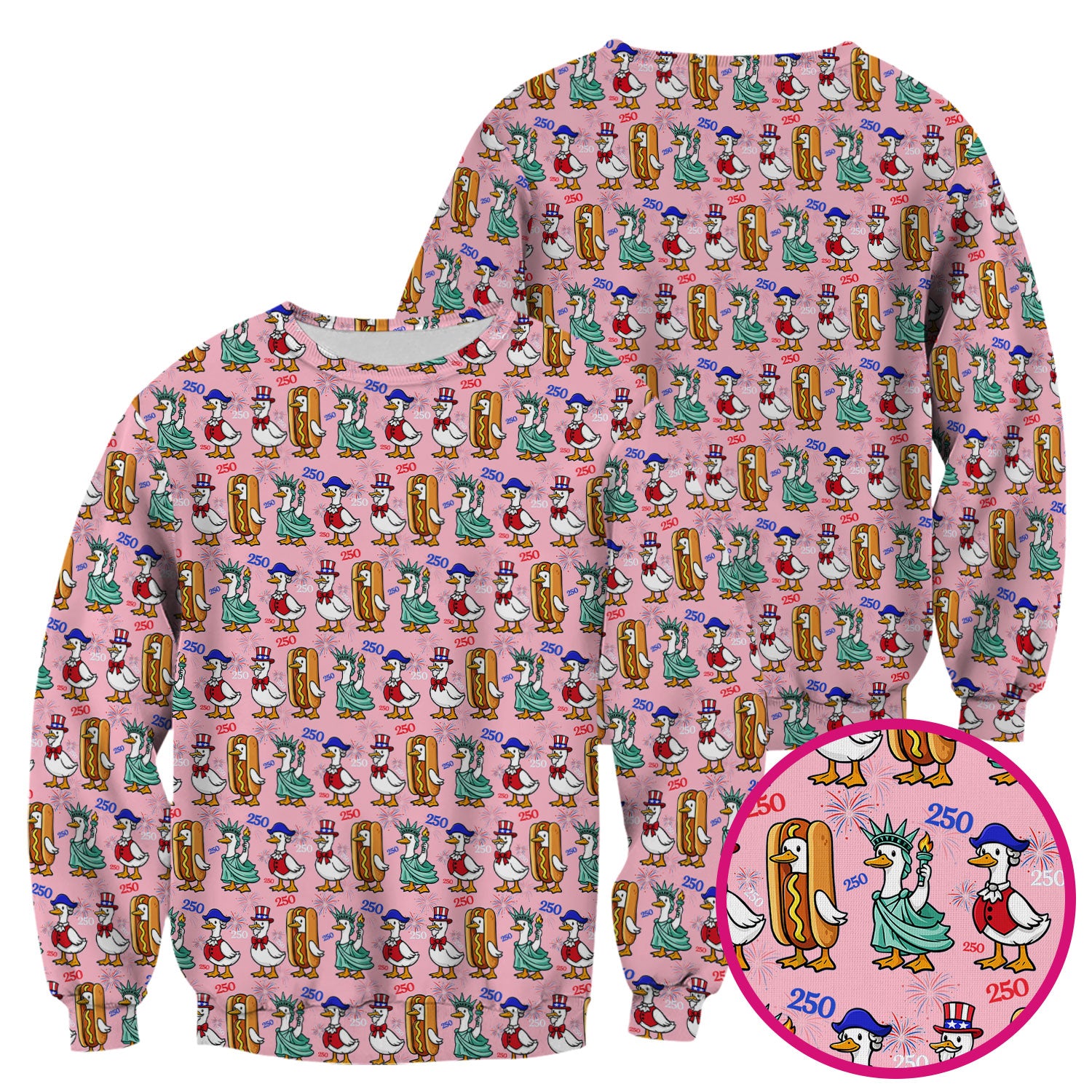 Patriotic Duck Independence Day Pattern Scrub Top, Breathable Healthcare Uniform Top