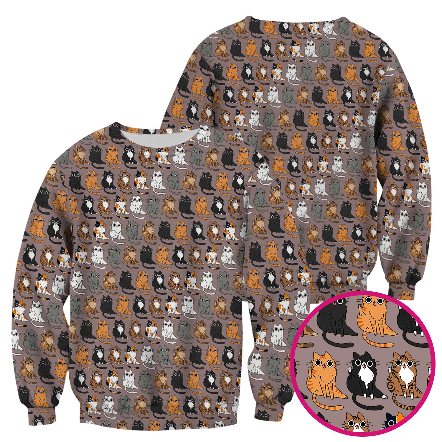 Cute Cartoon Cat Pattern Scrub Top, Comfortable Scrubs for Nurses