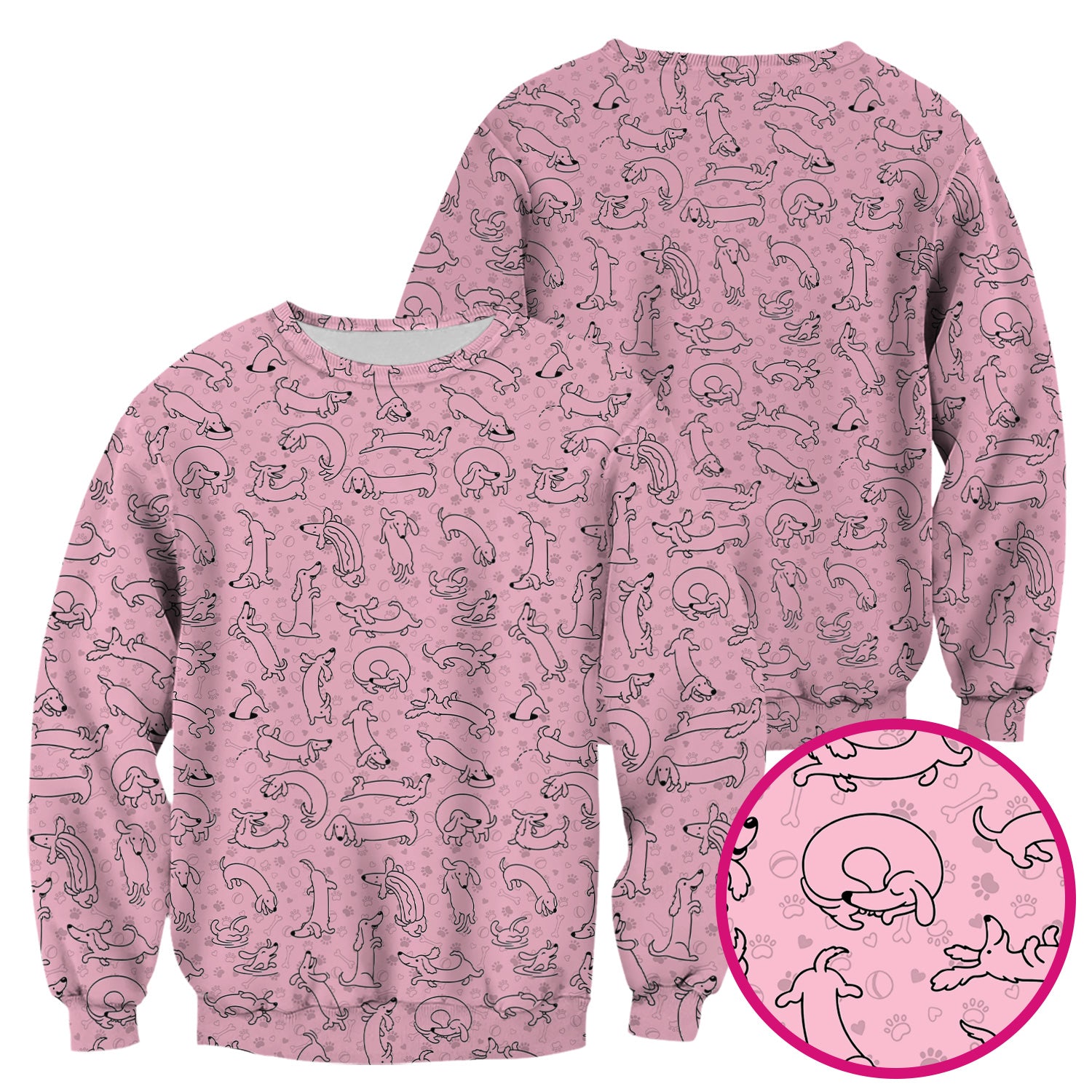 Playful Dachshund Dog Line Art Print Scrub Top, Comfortable Scrubs for Nurses