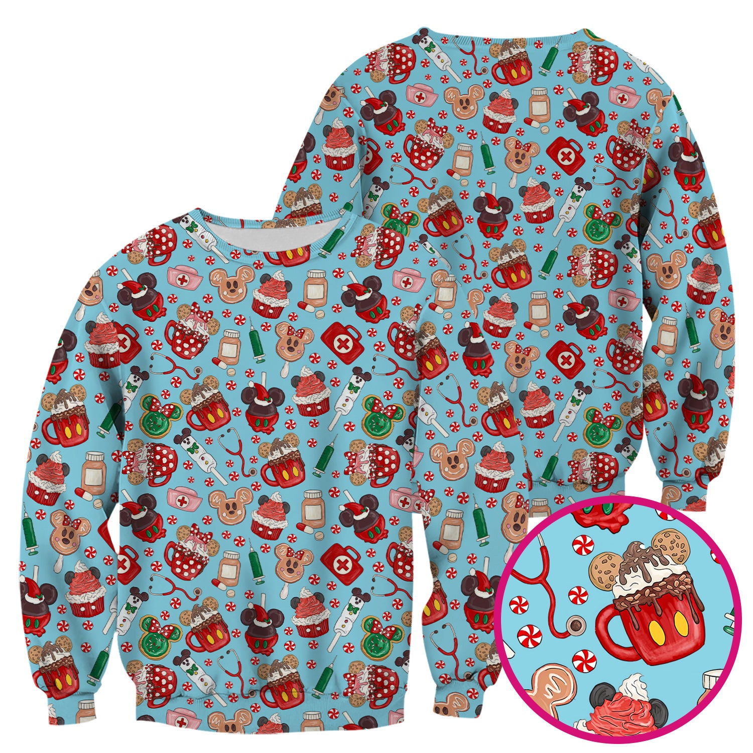 Christmas Scrub Top for Nurses - Cute Gingerbread Cupcake Candy Medical Shirt - Xmas Holiday Uniform for Women RN CNA LPN
