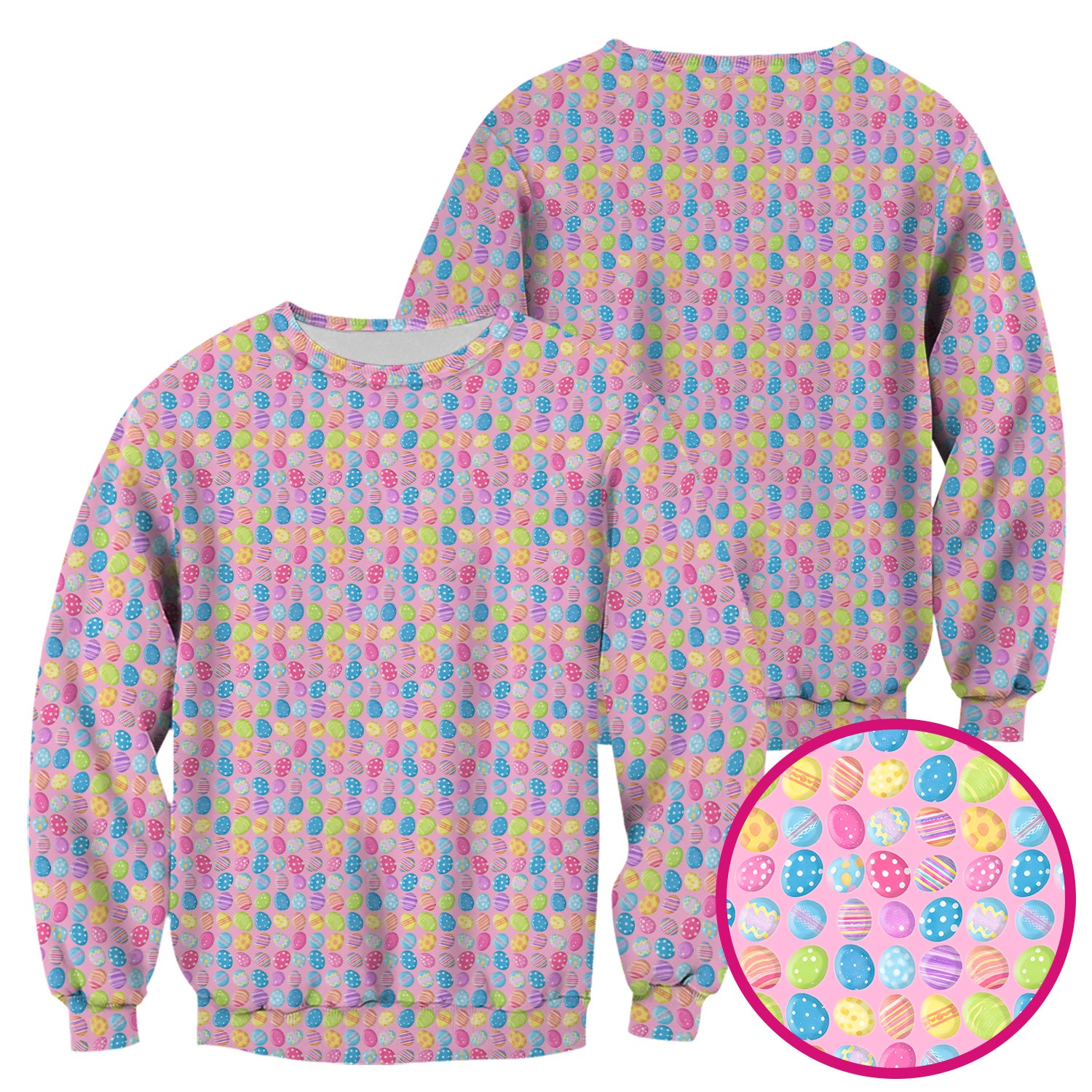 Colorful Easter Eggs Pattern Scrub Top, Comfortable Scrubs for Nurses