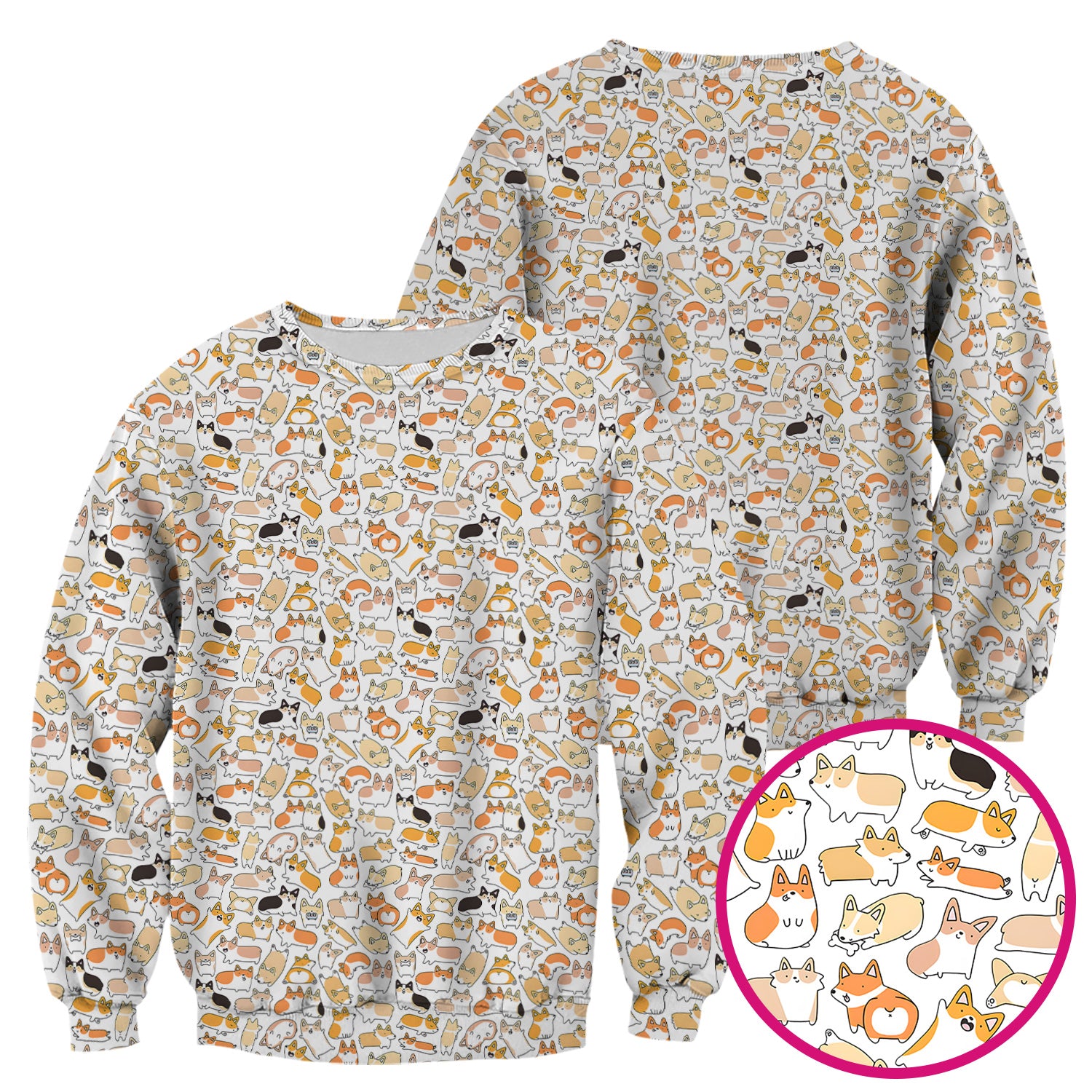 Cute Corgi Dog All Over Print Scrub Top, Comfortable Scrubs for Nurses
