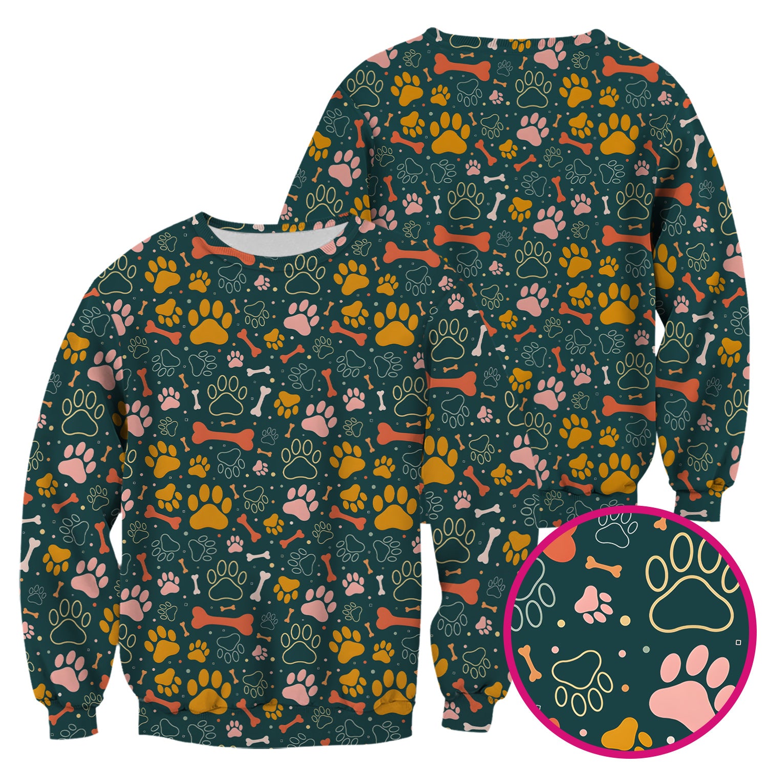 Cute Paw Print Dog Pattern Scrub Top, Comfortable Scrubs for Nurses