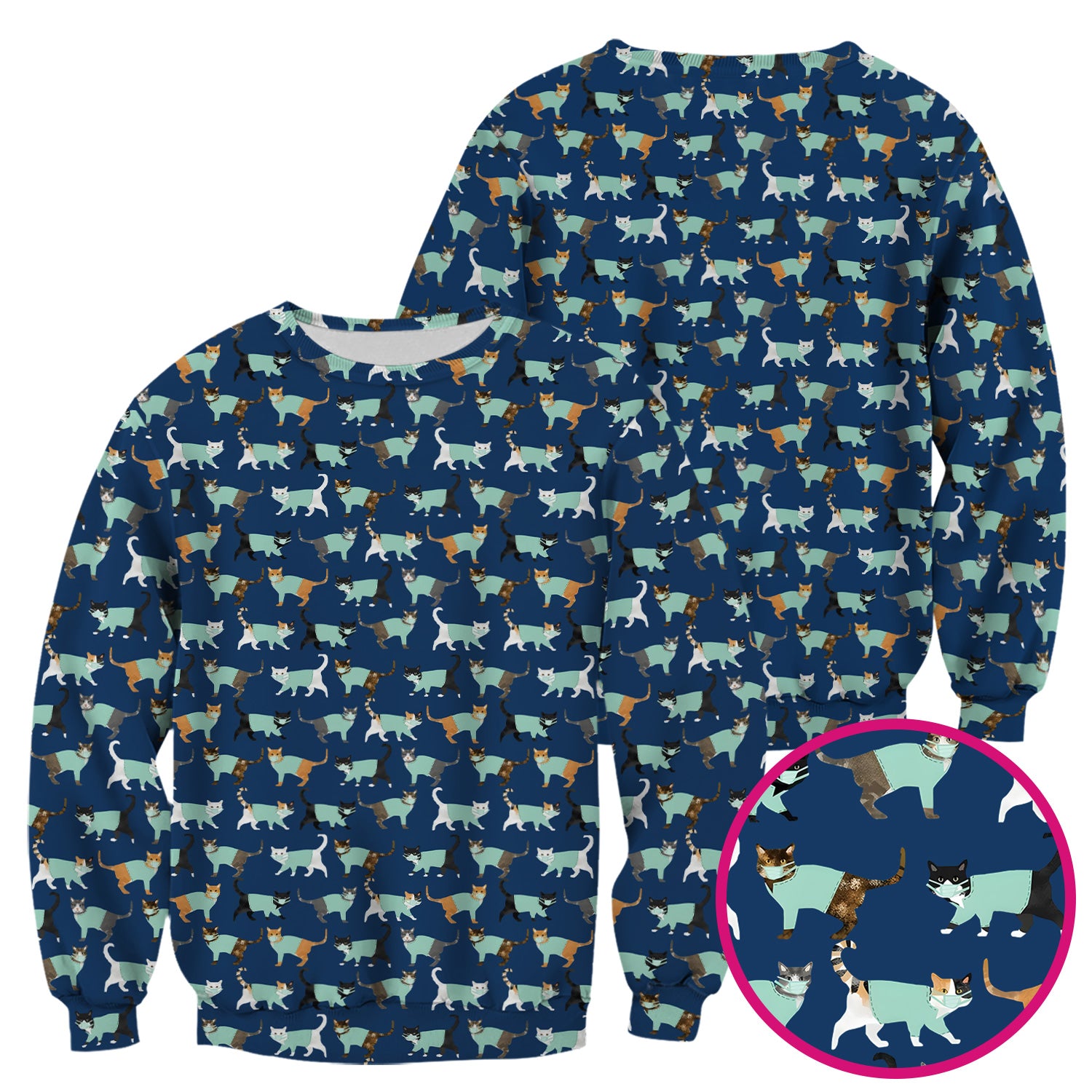 Playful Cat Nurse All Over Print Scrub Top, Comfortable Scrubs for Nurses