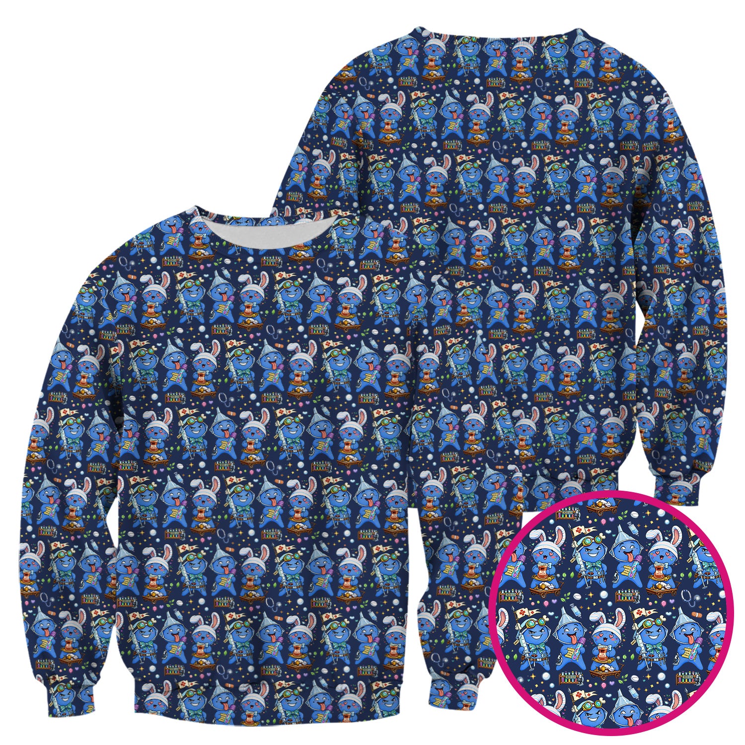 Cute Glove Doll Hospital Medical Cartoon Nurse Pattern Scrub Top, Comfortable Scrubs for Nurses